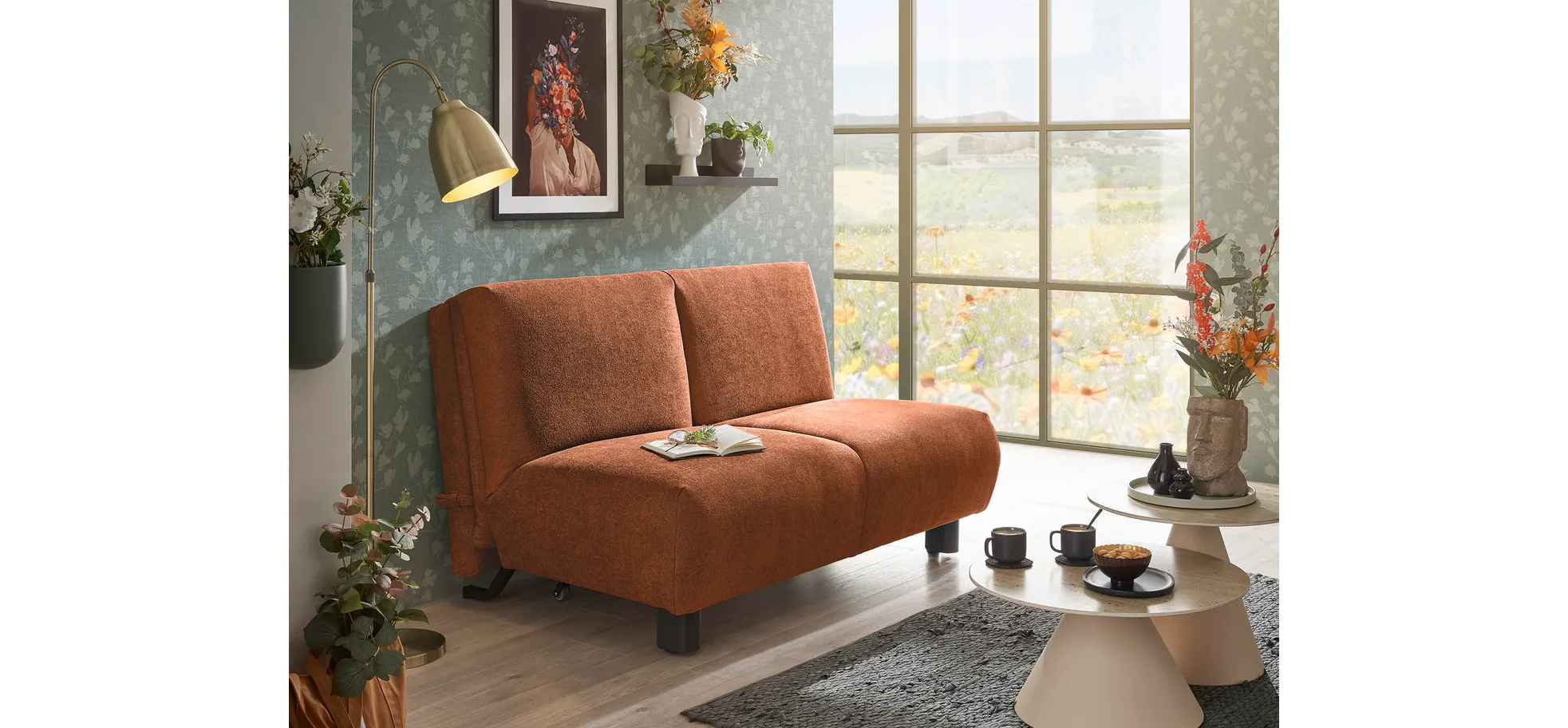 Faltsofa EBBY - 2-Sitzer ohne Armlehne, 140 cm inkl. Schlaffunktion, Stoff, Rot Faltsofa EBBY - 2-Sitzer ohne Armlehne, 140 cm inkl. Schlaffunktion, Stoff, Rot