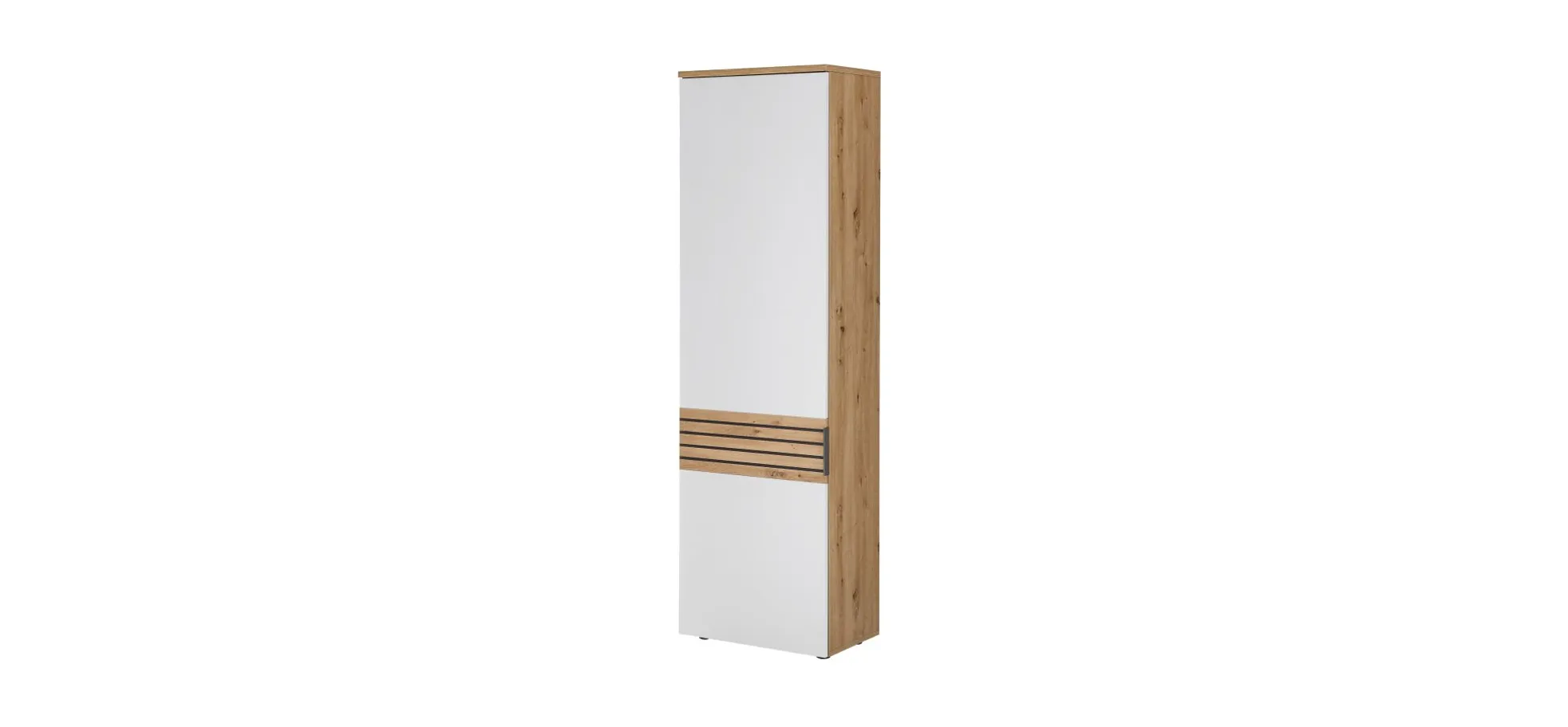 Garderobenschrank - B ca. 60 cm, Artisan Eiche Nachbildung, Weiß