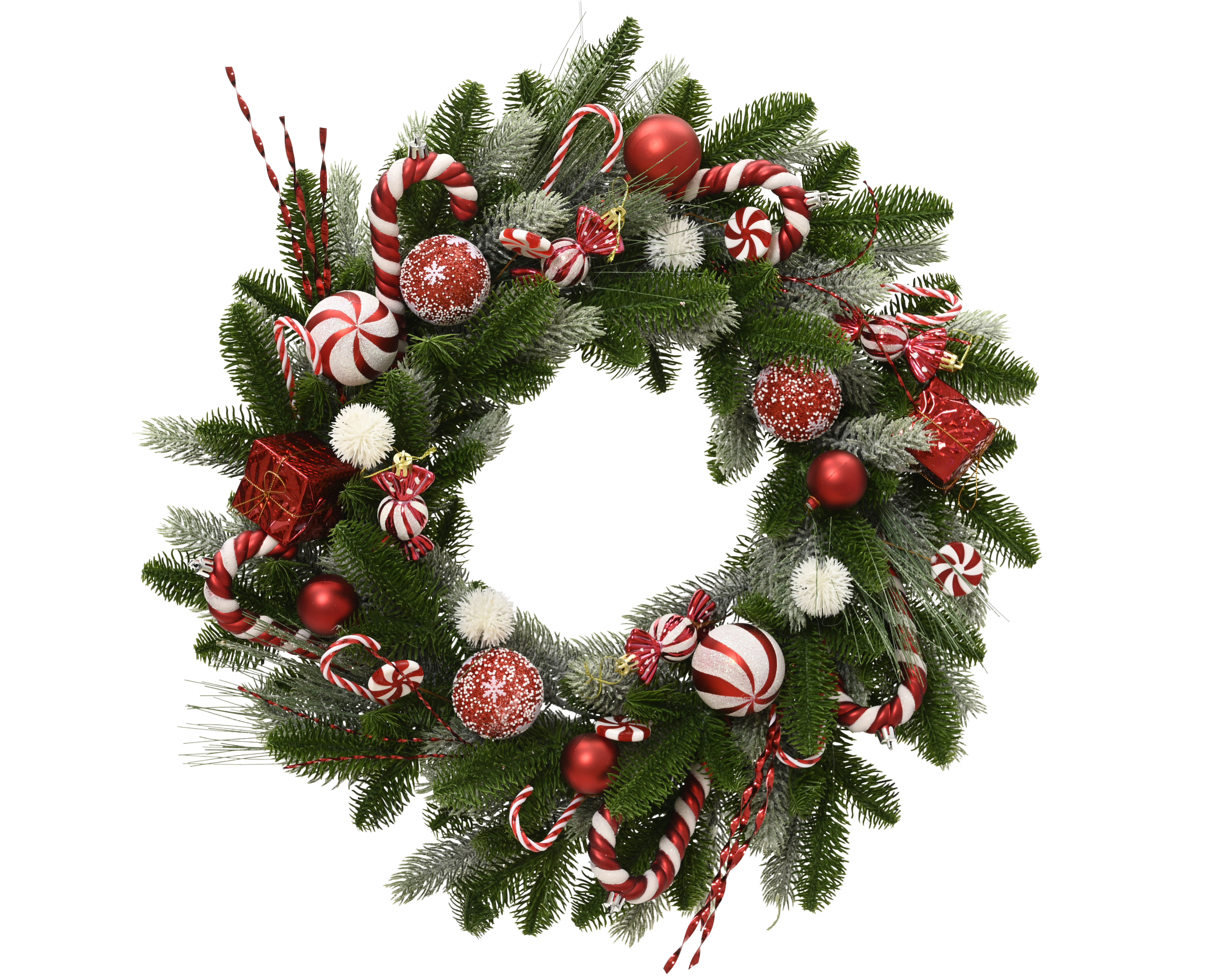 Tannenkranz weihnachtlich dekokiert - grün, Ø60.00-H14.00cm