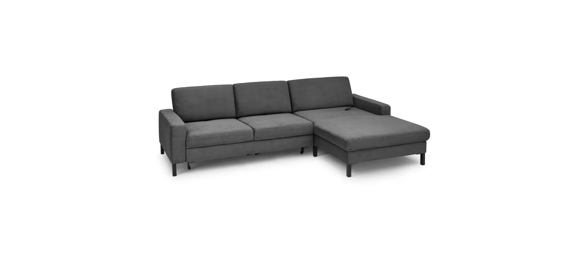  Ecksofa CALM MOVE 2.0 - 2,5-Sitzer mit Longchair rechts, Schlaffunktion, Feincord, Anthrazit