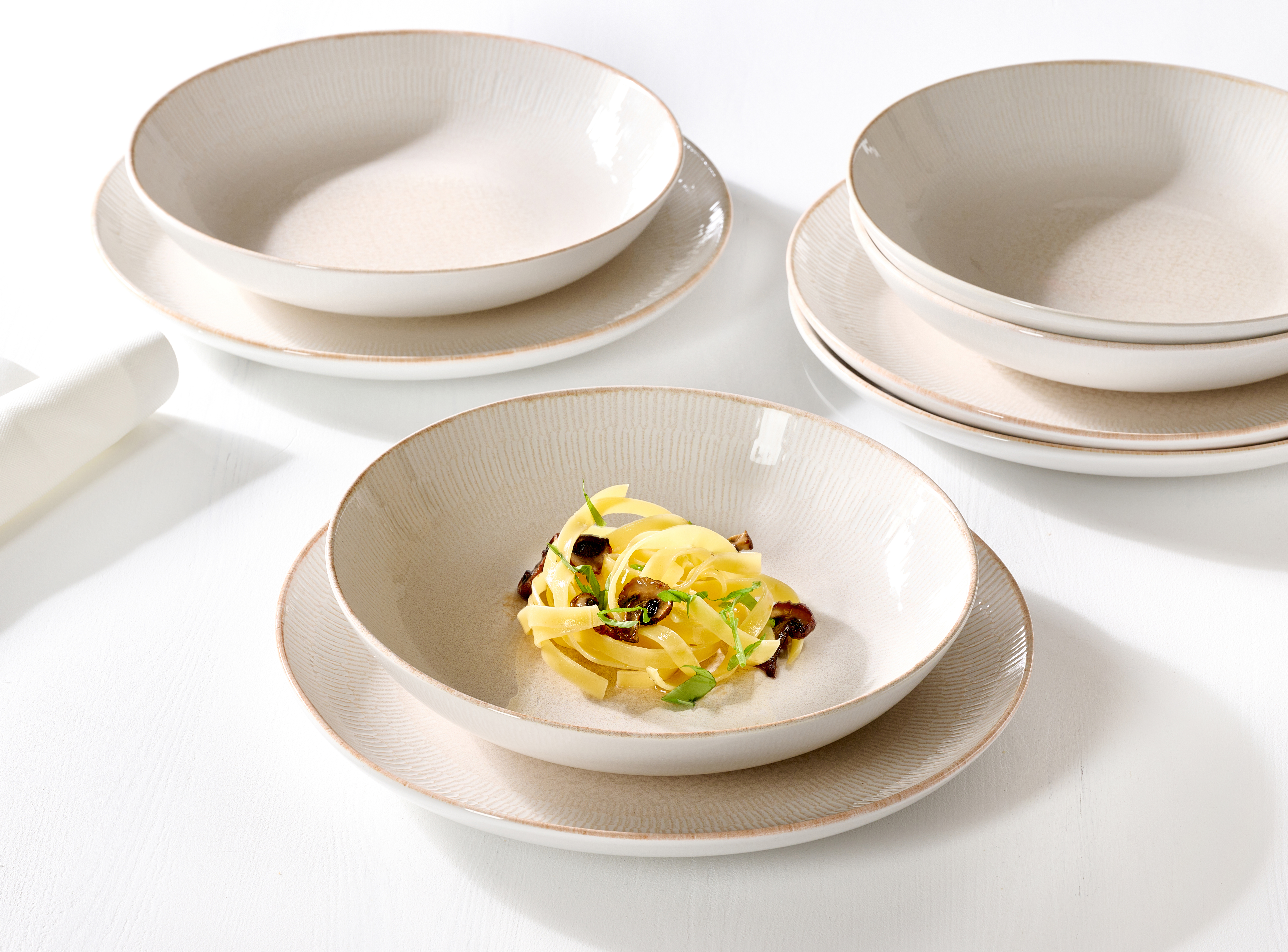 Tafelset Cara, 12-Tlg. - Steinzeug, beige