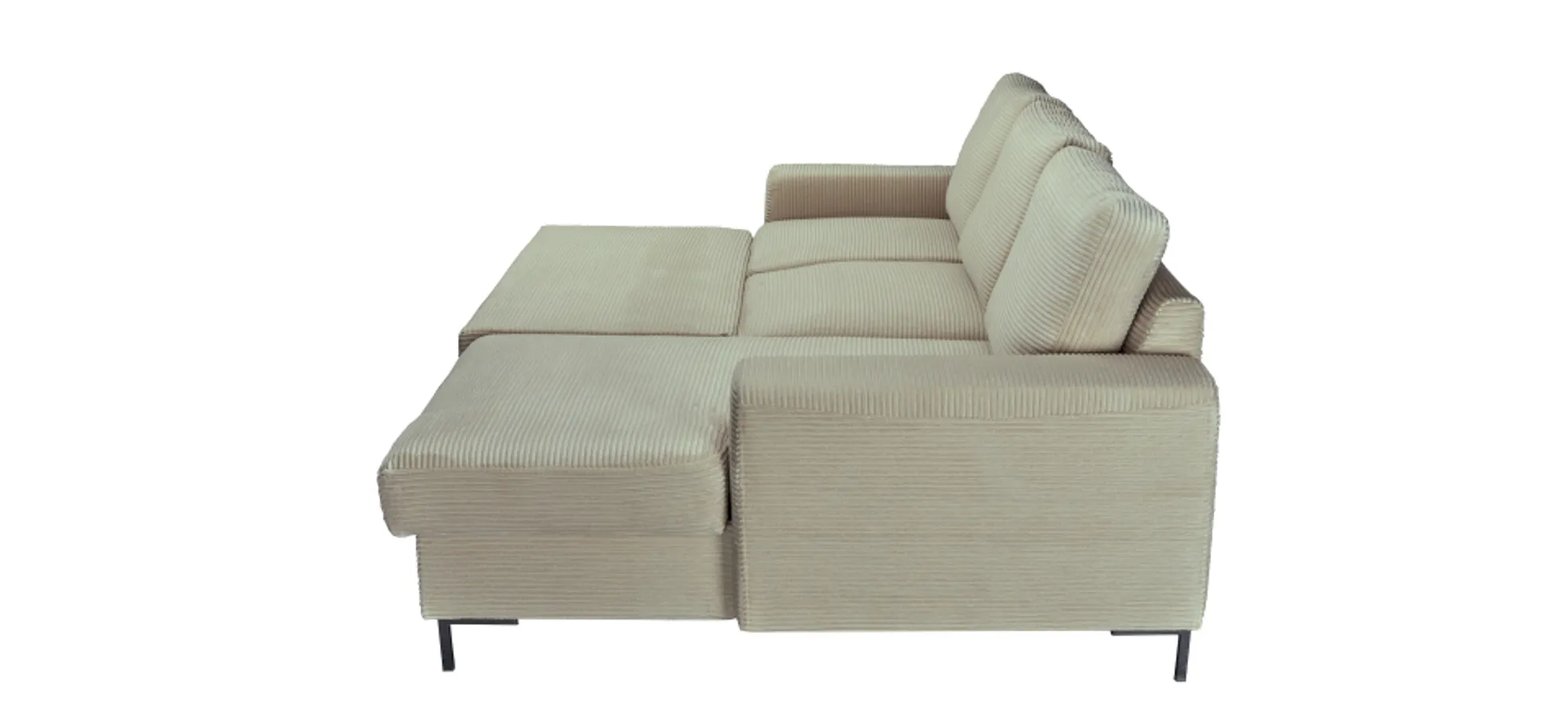 Ecksofa - 2-Sitzer, Ecke rechts inkl. Schlaffunktion und Bettkasten, Stoff, Creme Ecksofa - 2-Sitzer, Ecke rechts inkl. Schlaffunktion und Bettkasten, Stoff, Creme
