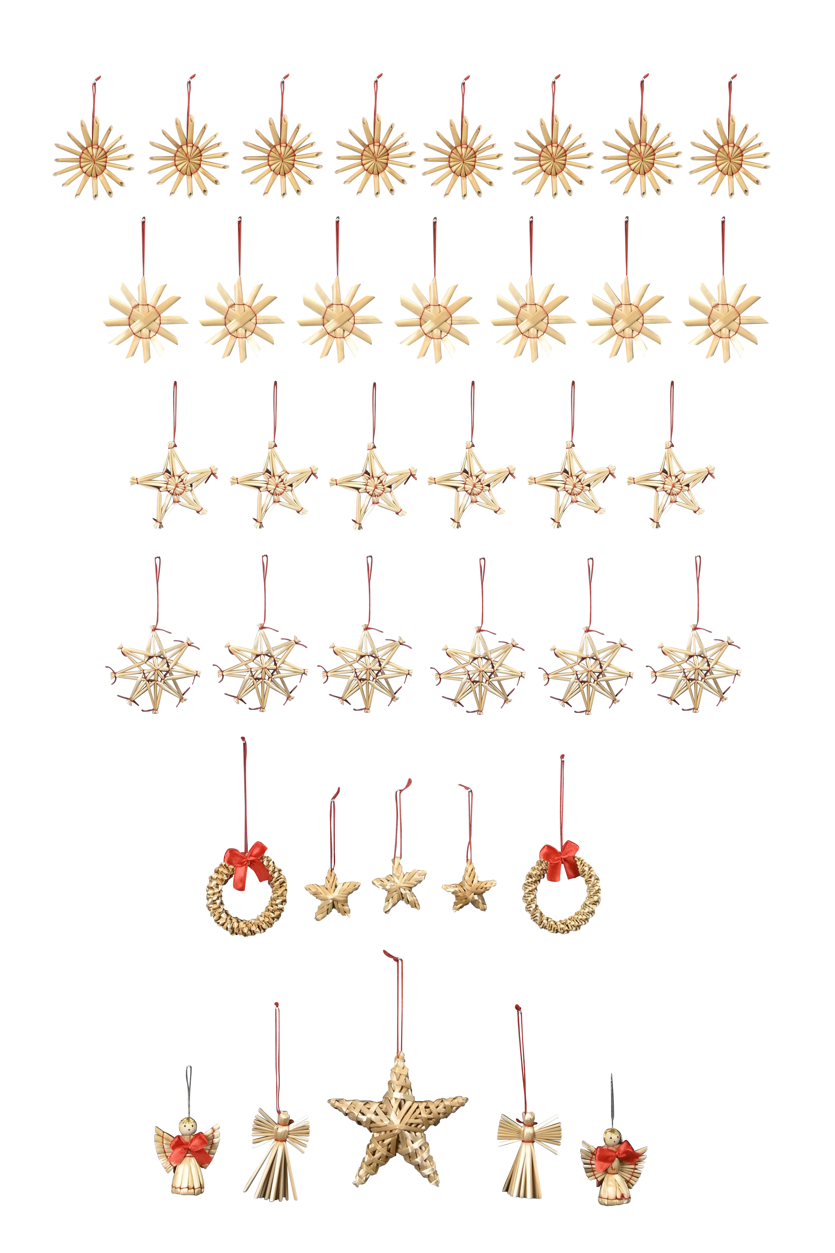 Strohsternsortiment 37-Tlg. - zum hängen