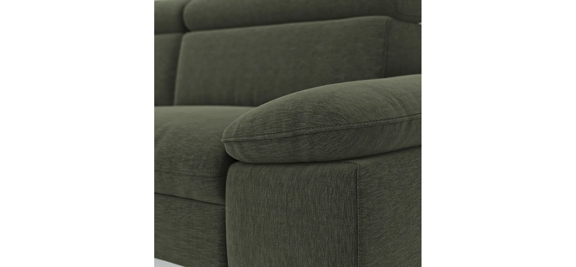 Ecksofa Felipa - Ecke links mit 2,5-Sitzer inkl. Armlehne verstellbar und Rückenlehne/Sitztiefe verstellbar (motorisch), Stoff, Dunkelgrün