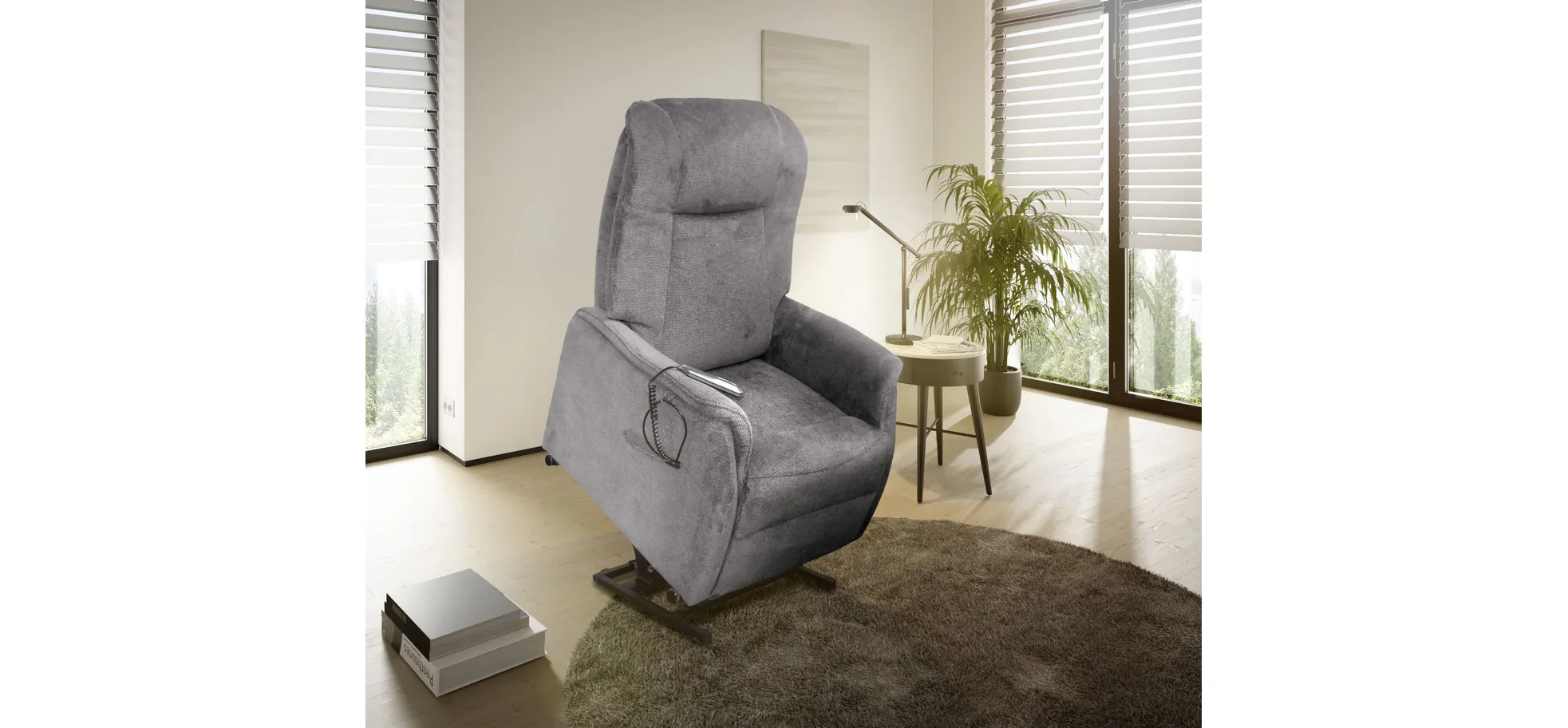 Fernsehsessel, Stoff grau, 1-motorisch - Mando