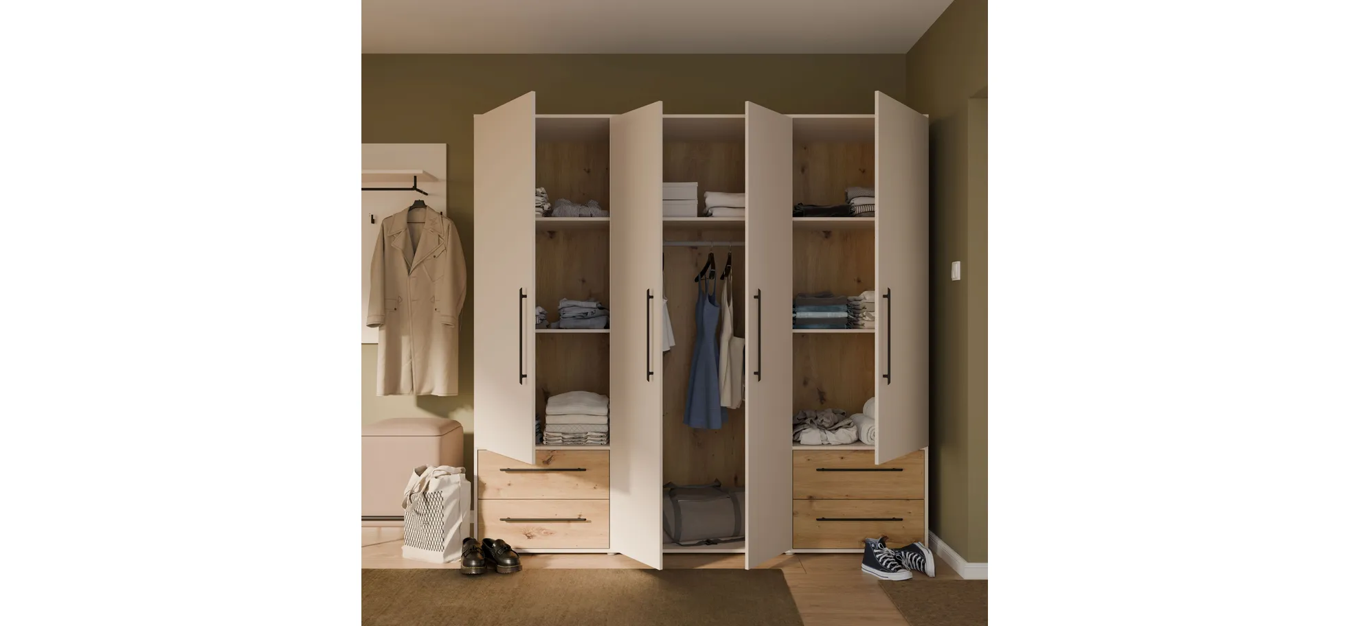 Drehtürenschrank, Dekor sand - Fathie