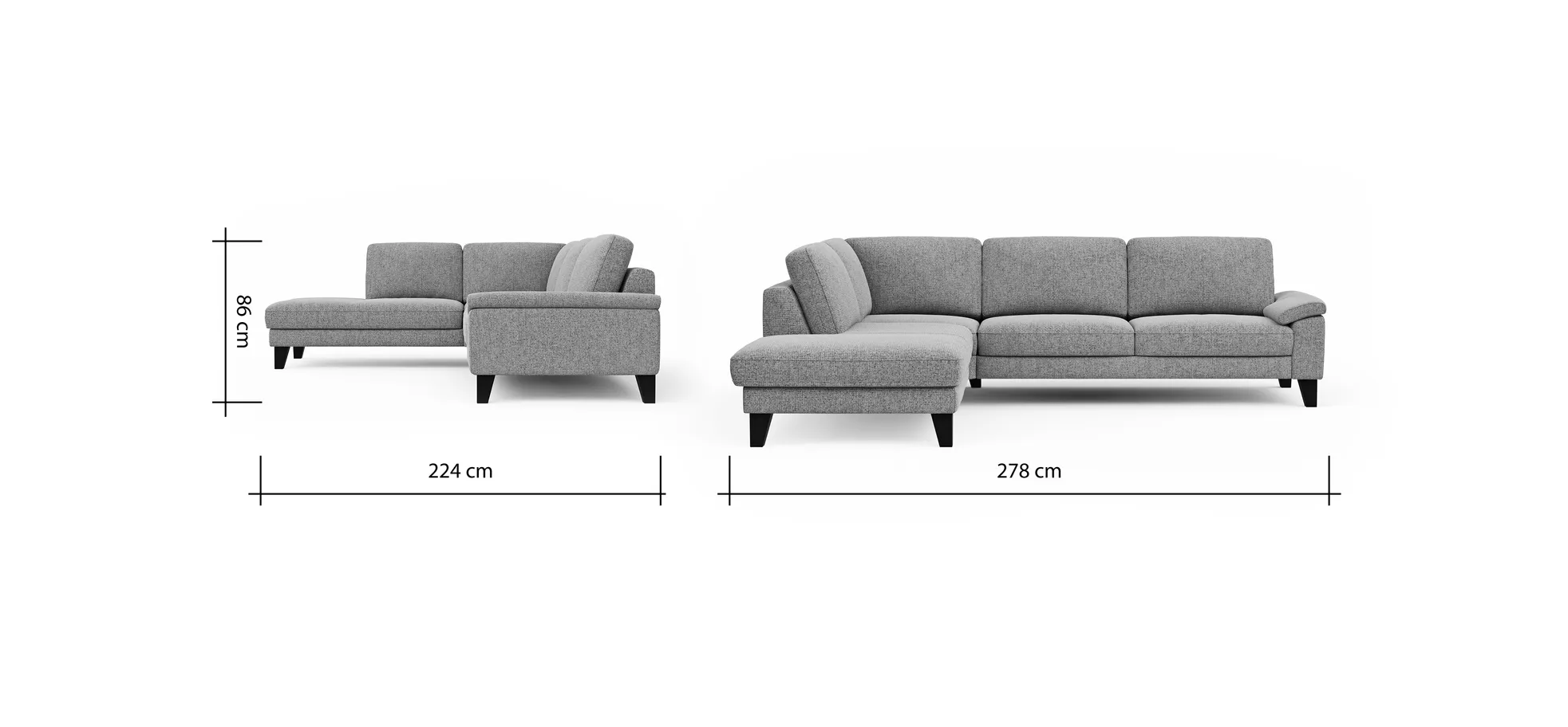 Ecksofa Oviedo - Ecke links mit 2,5-Sitzer, Stoff, Dunkelblau