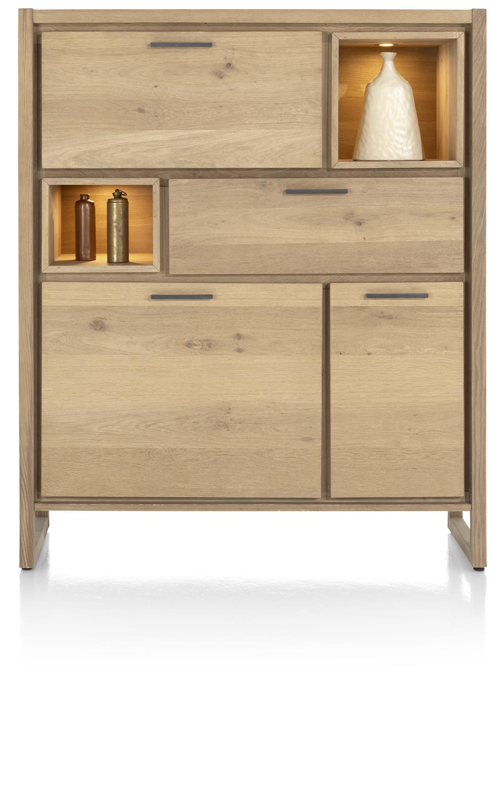 Highboard, Eiche furniert, 2 Türen, 125 cm - Nystead