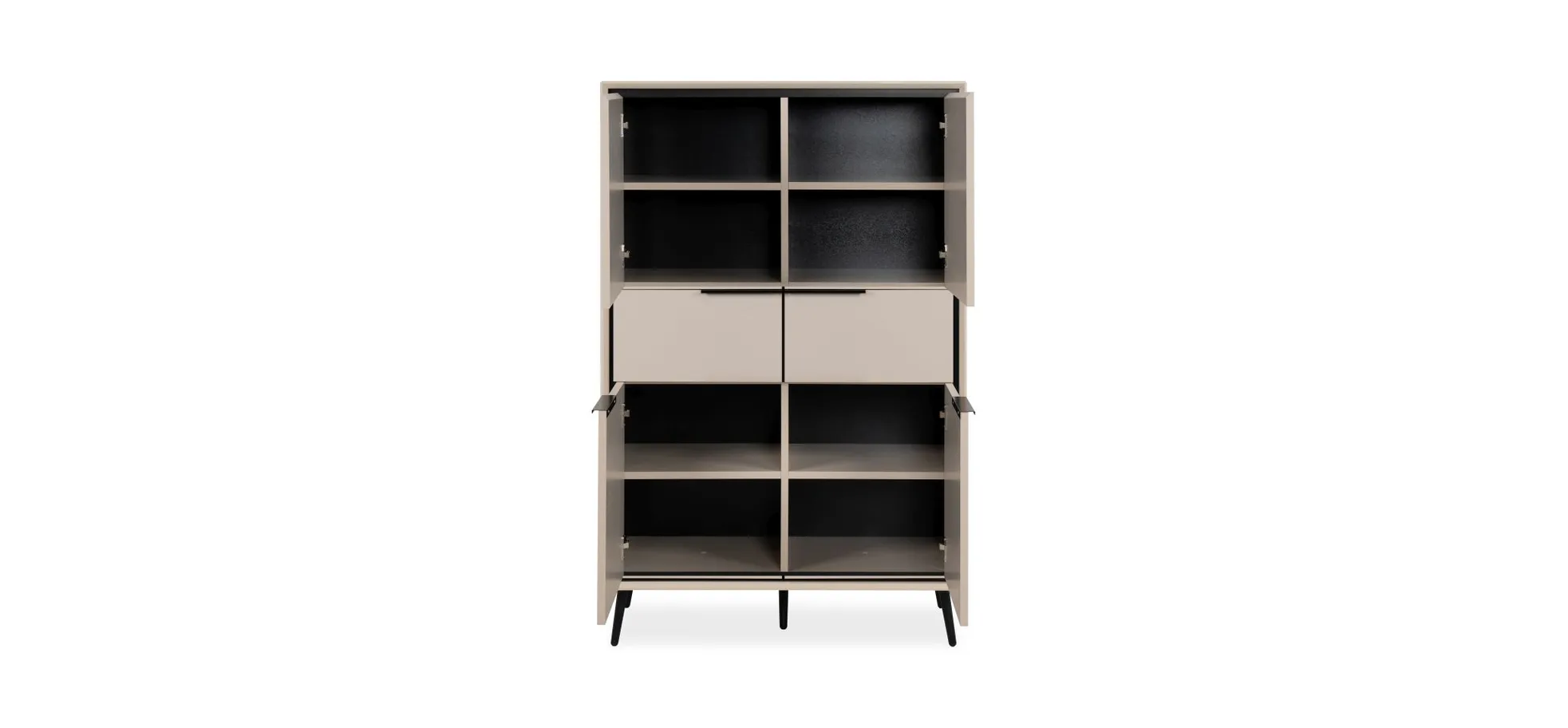 Highboard - B ca. 90 cm, Sand, Schwarz