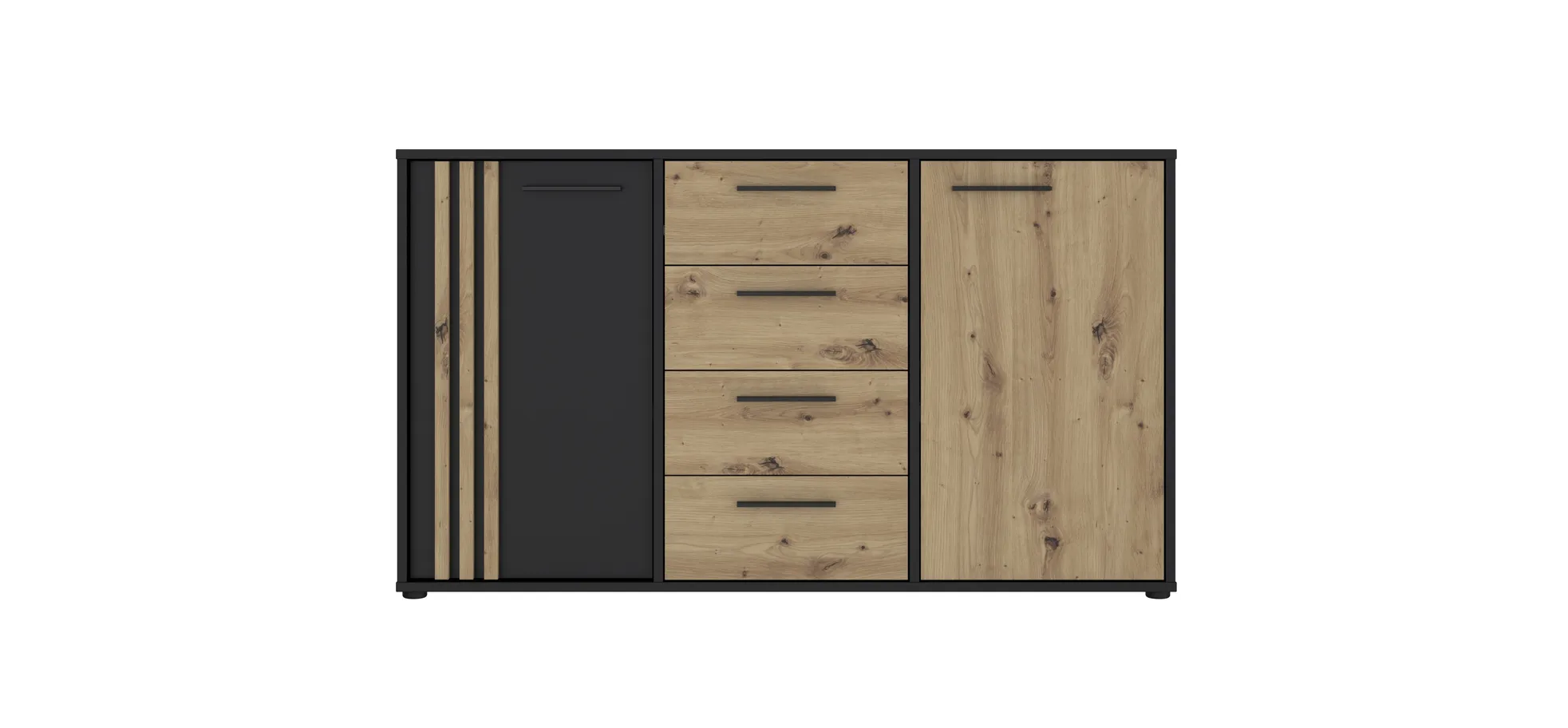 Sideboard, Black/Artisan Oak  - Floriss