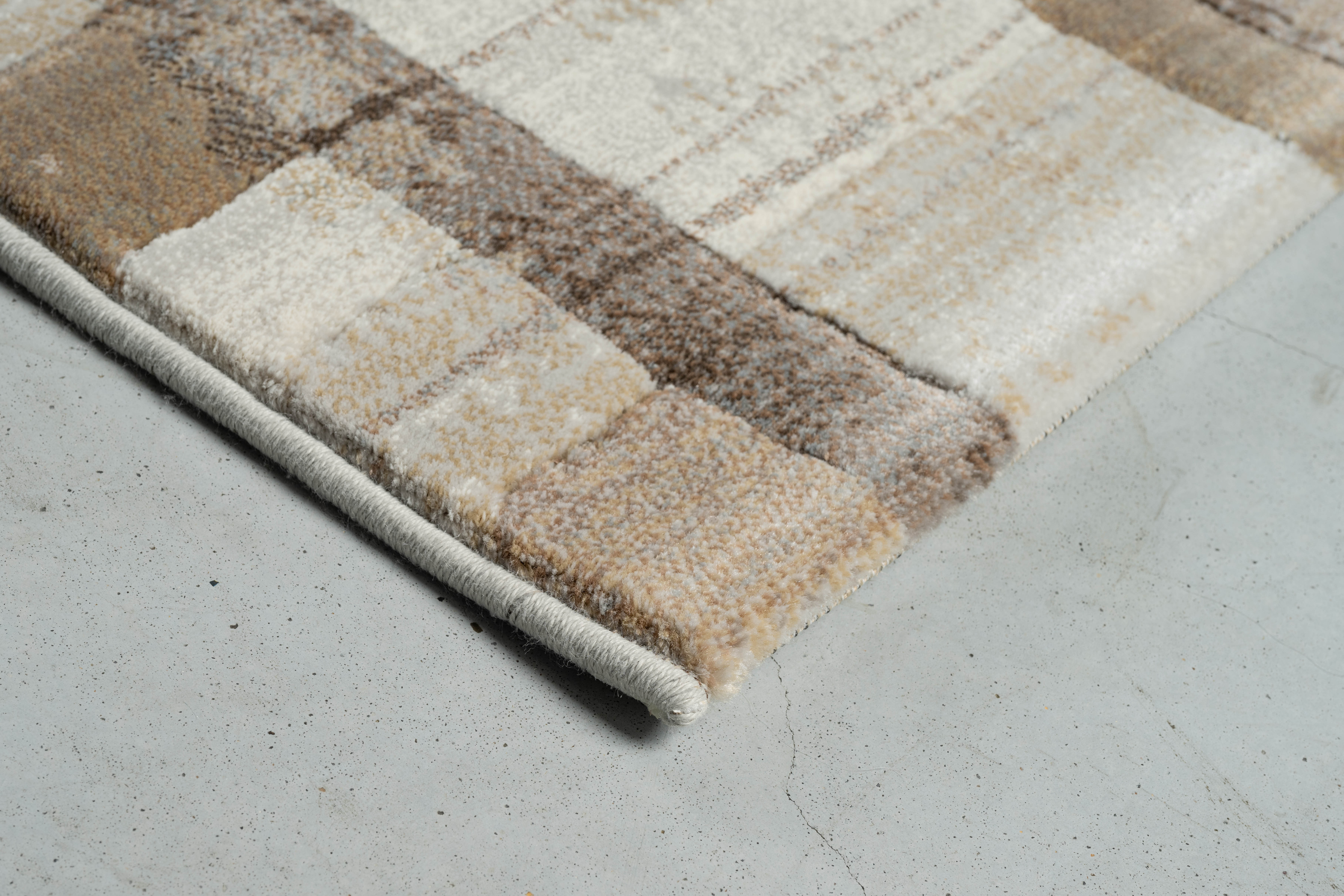 Webteppich, weiß-braun-grau, 160x230 cm - Rargentum