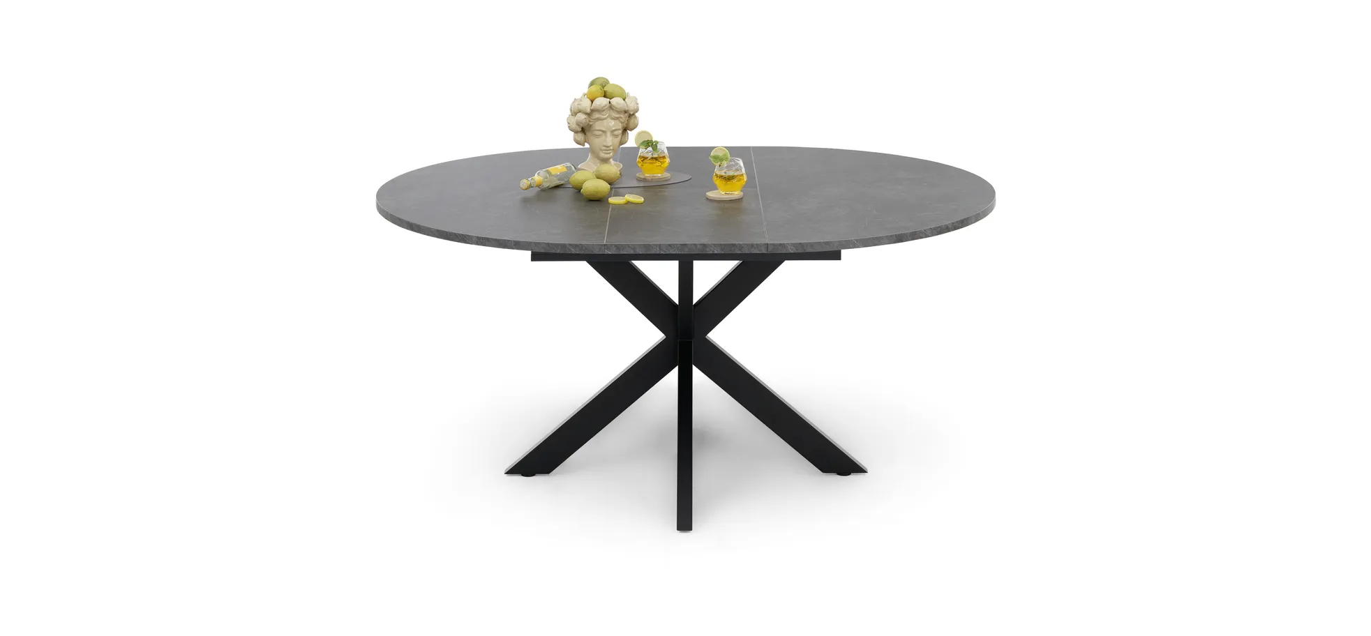 Esstisch, rund, Keramikoptik grau - Merdan