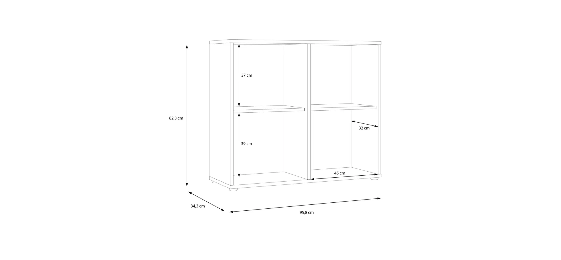 Kommode, Black/Artisan Oak  - Floriss