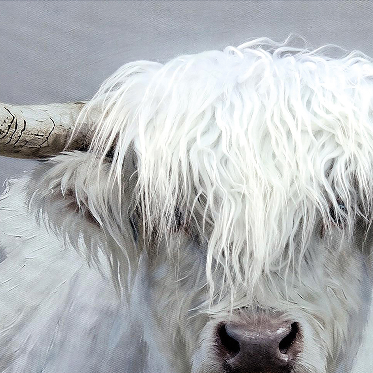 Bild Kunstfell Fluffy Longhorn - Acrylgemälde 60x80 cm
