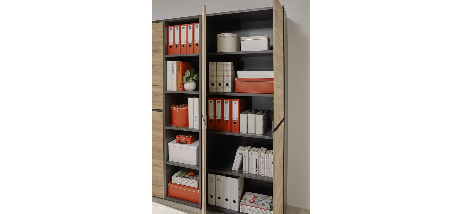 Aktenschrank GRIFFIN - B ca. 80 cm, Graphit, Eiche Nachbildung Aktenschrank GRIFFIN - B ca. 80 cm, Graphit, Eiche Nachbildung