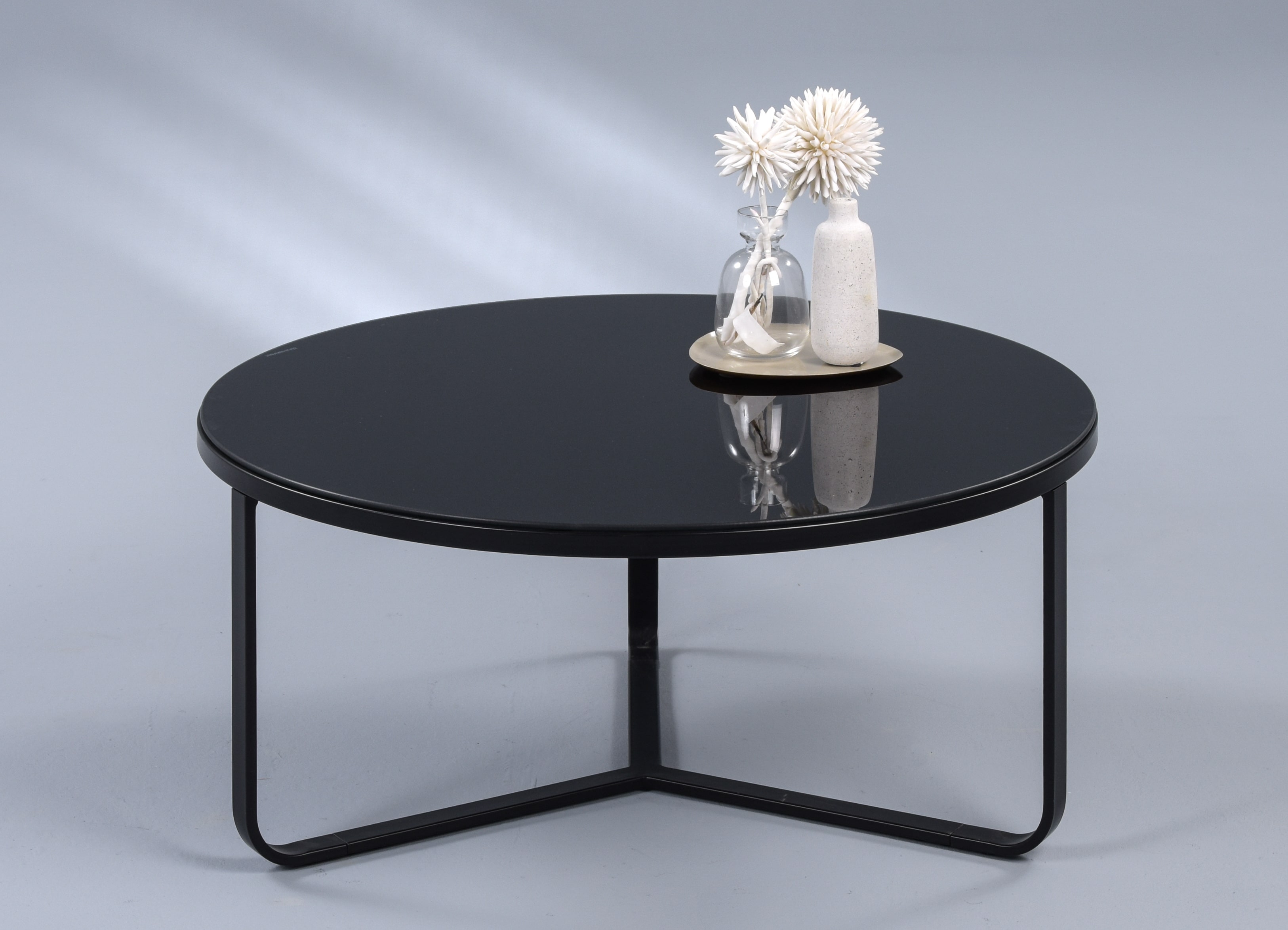 Couchtisch, Glas schwarz lackiert, Ø 80cm - Marika