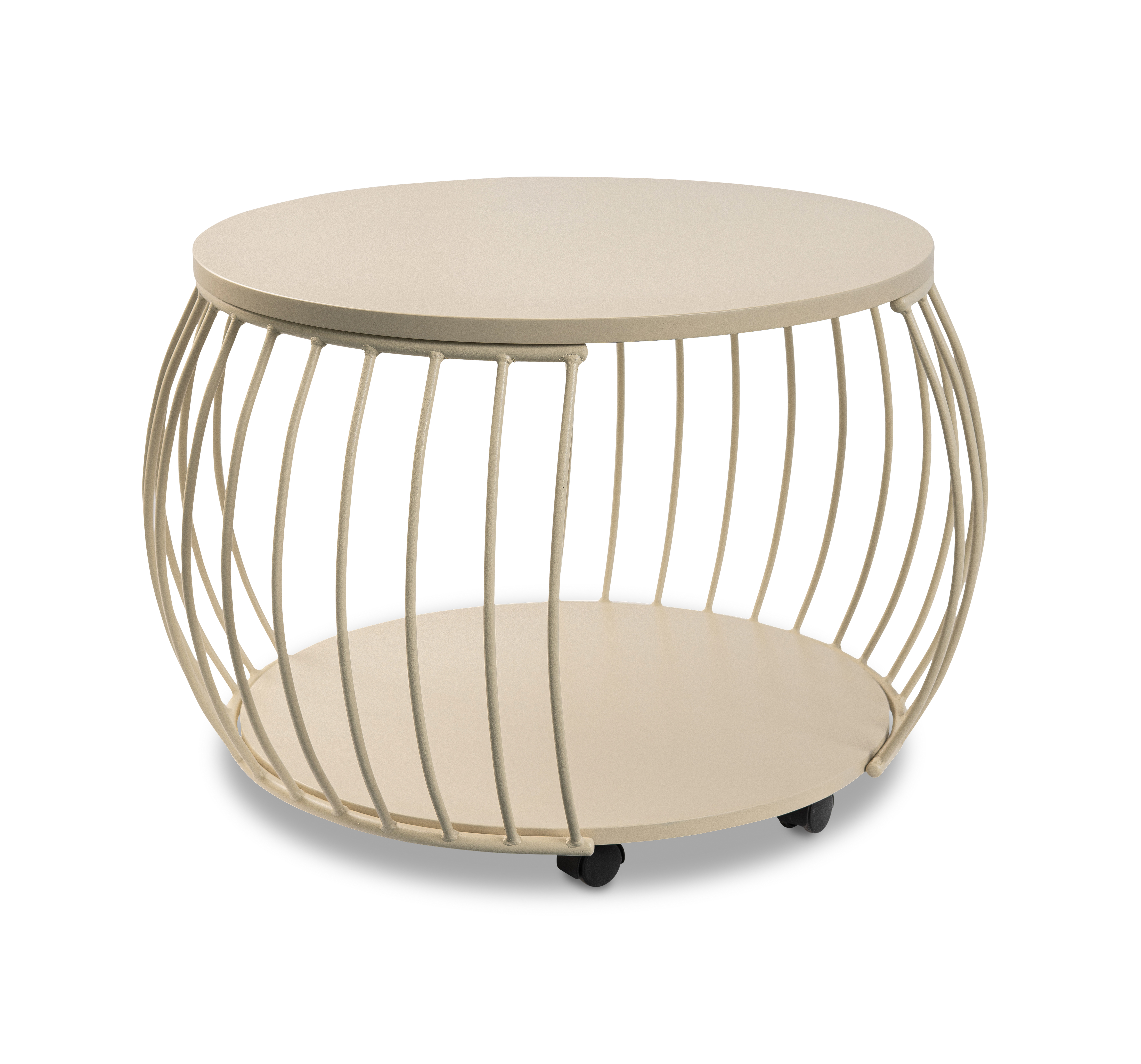 Couchtisch, rund, cremeweiß, auf Rollen - Millane