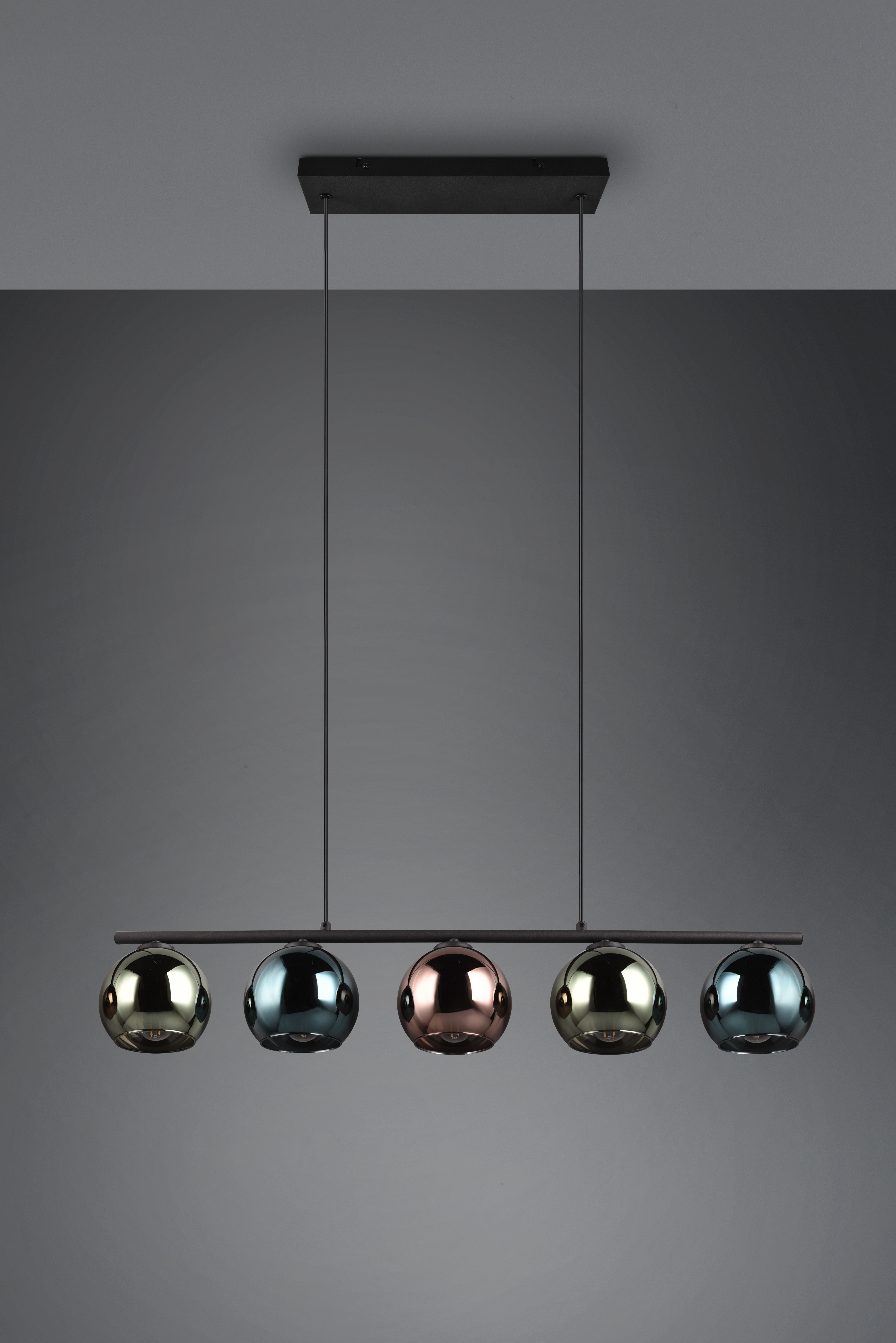Pendelleuchte Sheldon - 5flg., Metall/multicolor, ca.83 x Höhe max: 150 cm