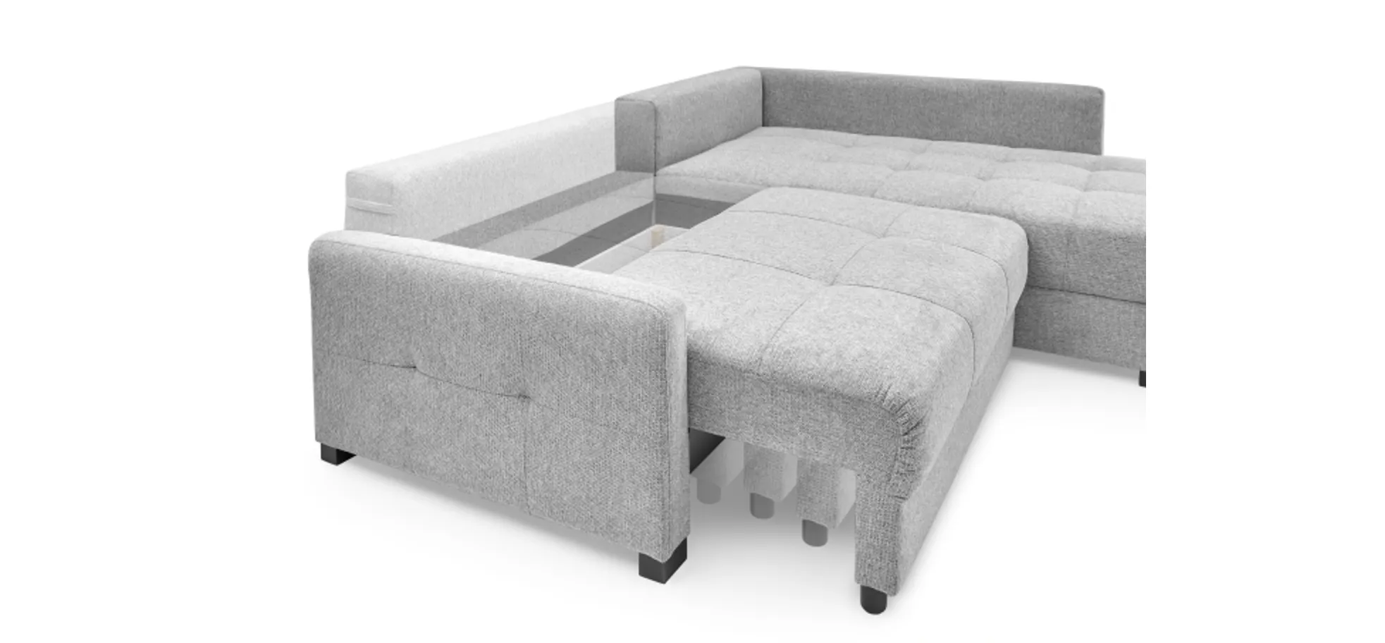Ecksofa EDWIN - 2-Sitzer, Ecke rechts inkl. Schlaffunktion und Bettkasten, Stoff, Braun