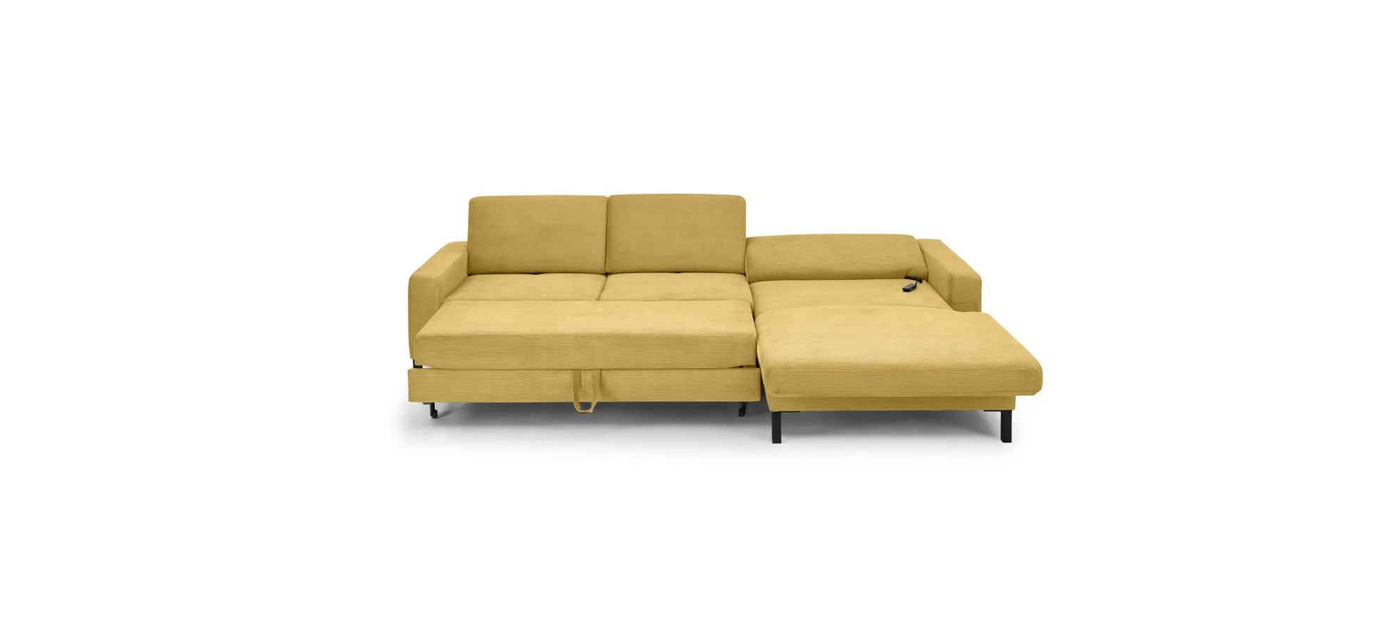  Ecksofa CALM MOVE 2.0 - 2,5-Sitzer mit Longchair rechts, Schlaffunktion, Feincord, Gold