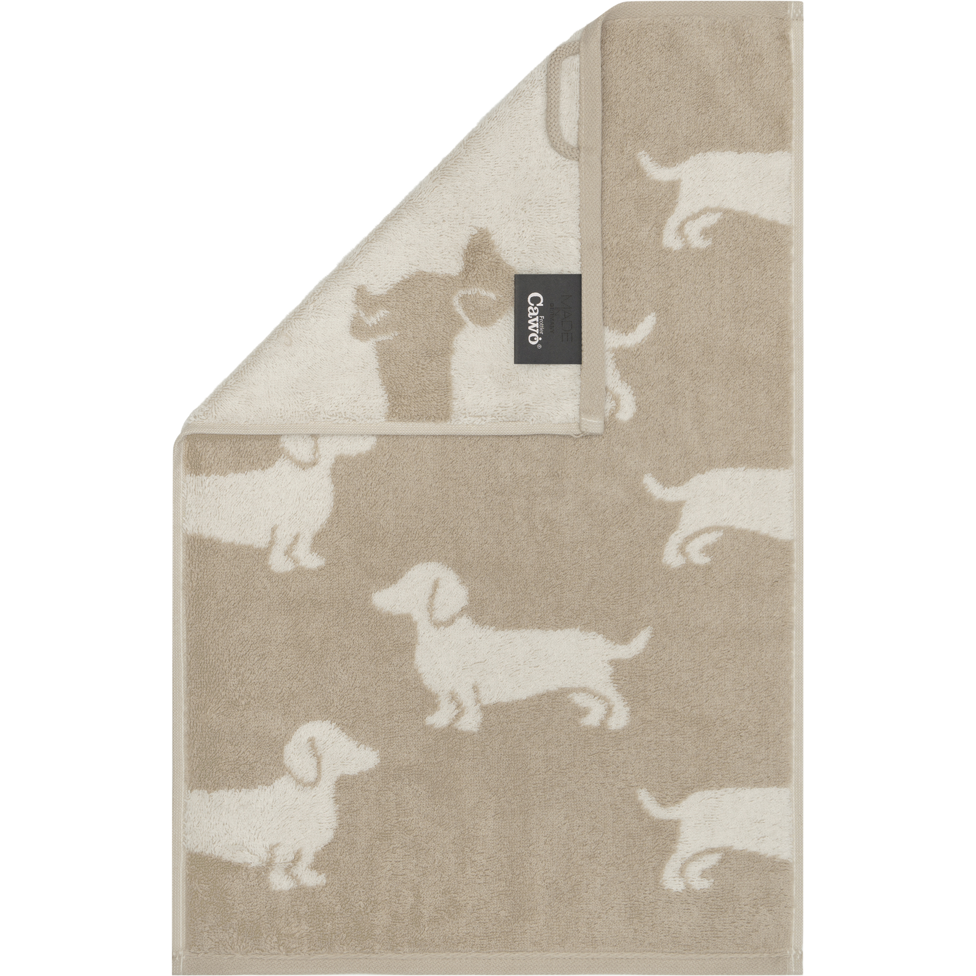 Gästetuch Dackel, ca. 30x50 cm, natur/beige - We love Dogs