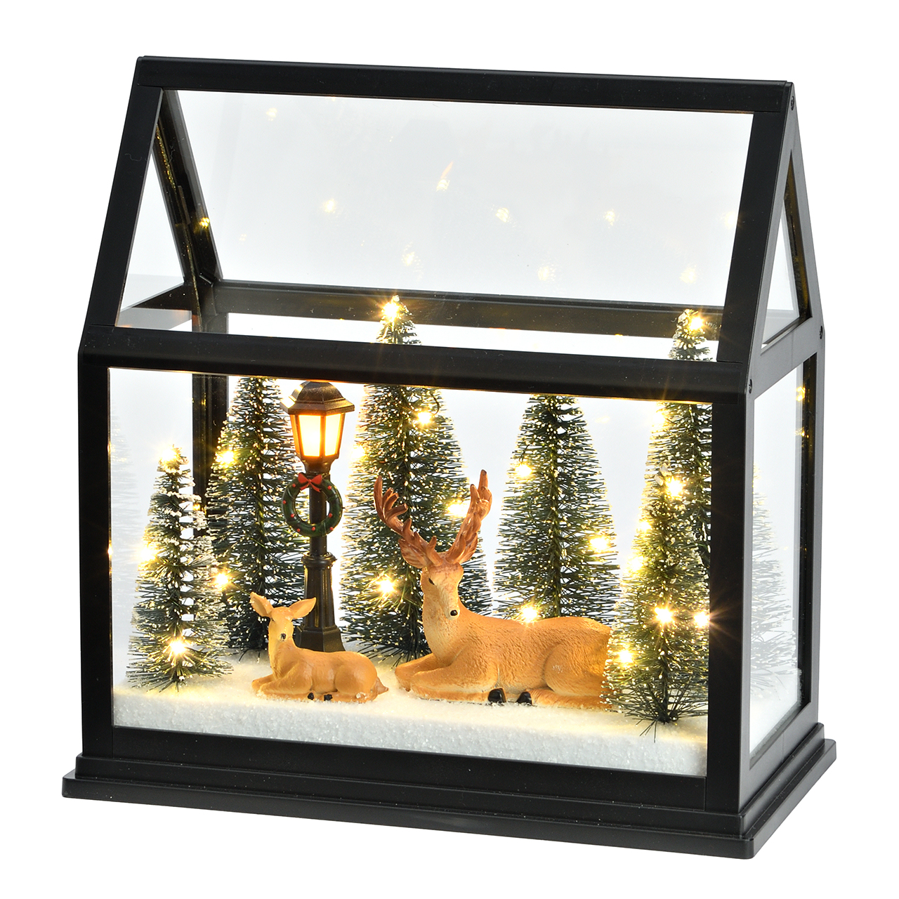 Winterszene im Haus LED Kunststoff - Bunt ca. 23x23x12cm exkl.2xAA
