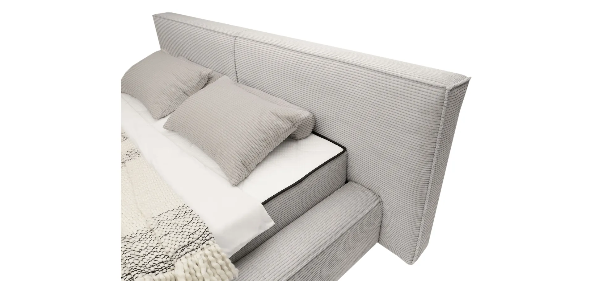 Polsterbett, Stoff dove, 180x200 cm - Edina