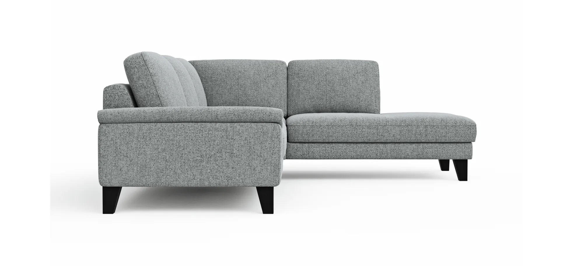 Ecksofa Oviedo - 2,5-Sitzer mit Ecke rechts inkl. Drehsitz, Stoff, Hellgrau