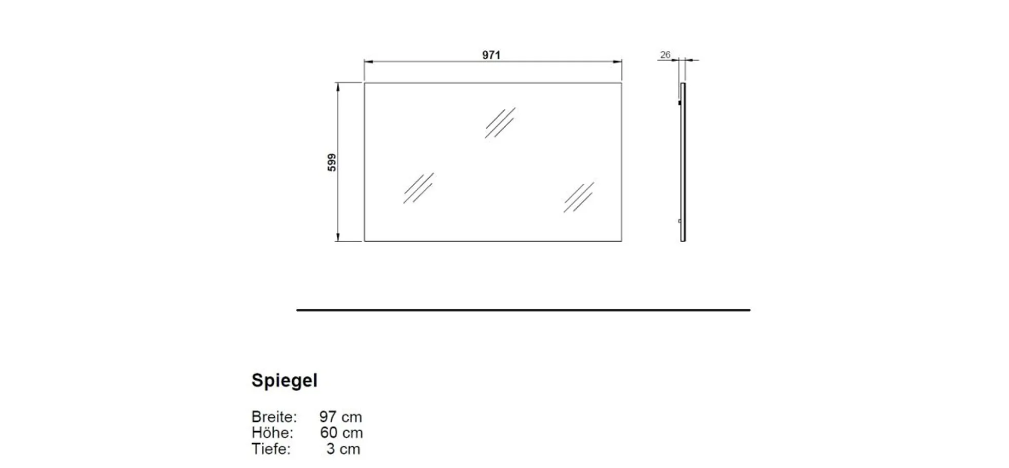 Spiegel - LB ca. 97x60 cm