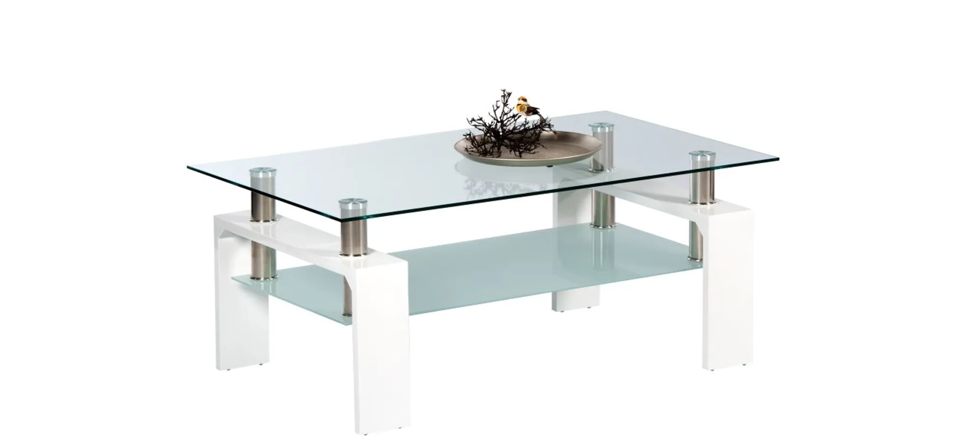 Couchtisch - B/H/T ca. 100x46x60 cm, Glas, Weiß 