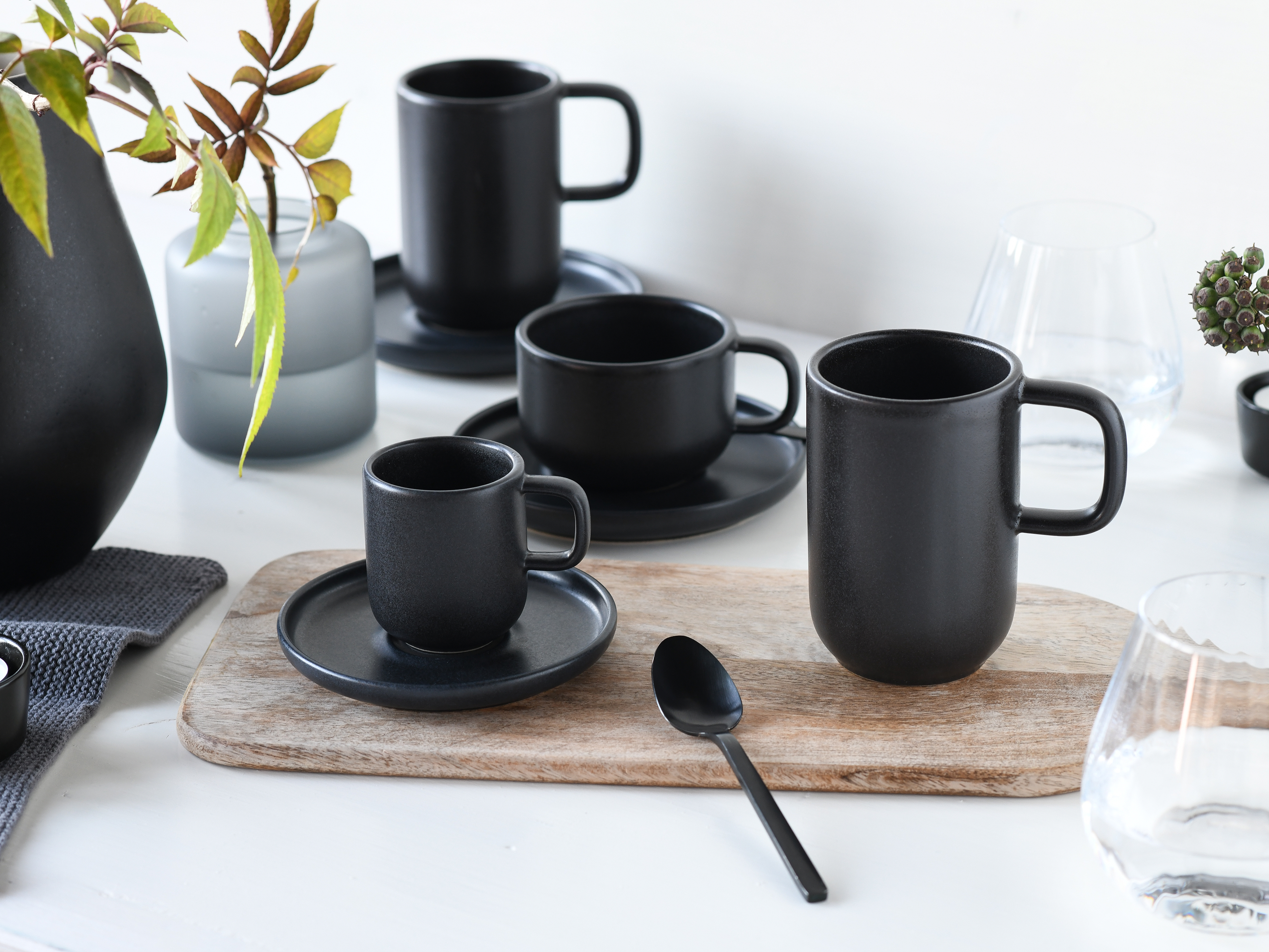 Espressountere Ø ca. 12 cm - Uno Natural, schwarz