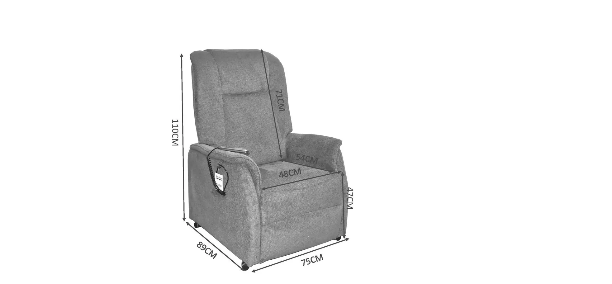 Fernsehsessel, Stoff grau, 1-motorisch - Mando