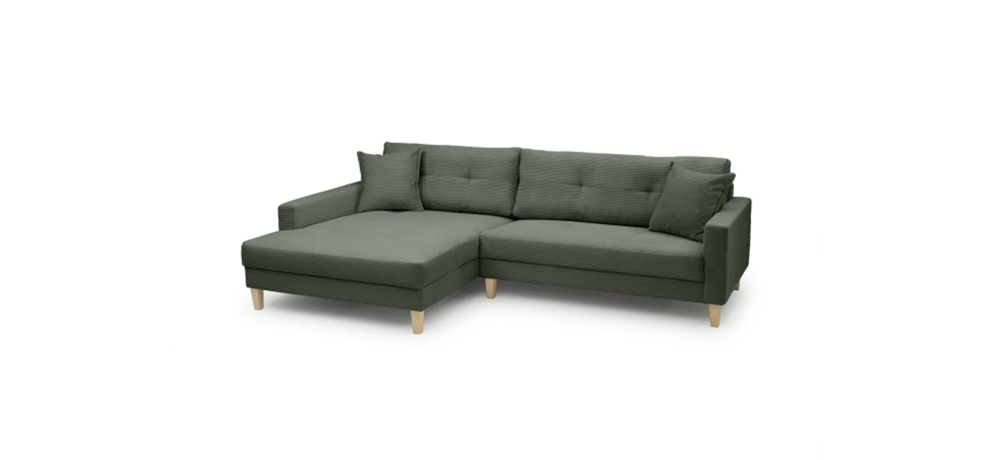 Ecksofa - Ecke links, 3-Sitzer, Stoff, Grün