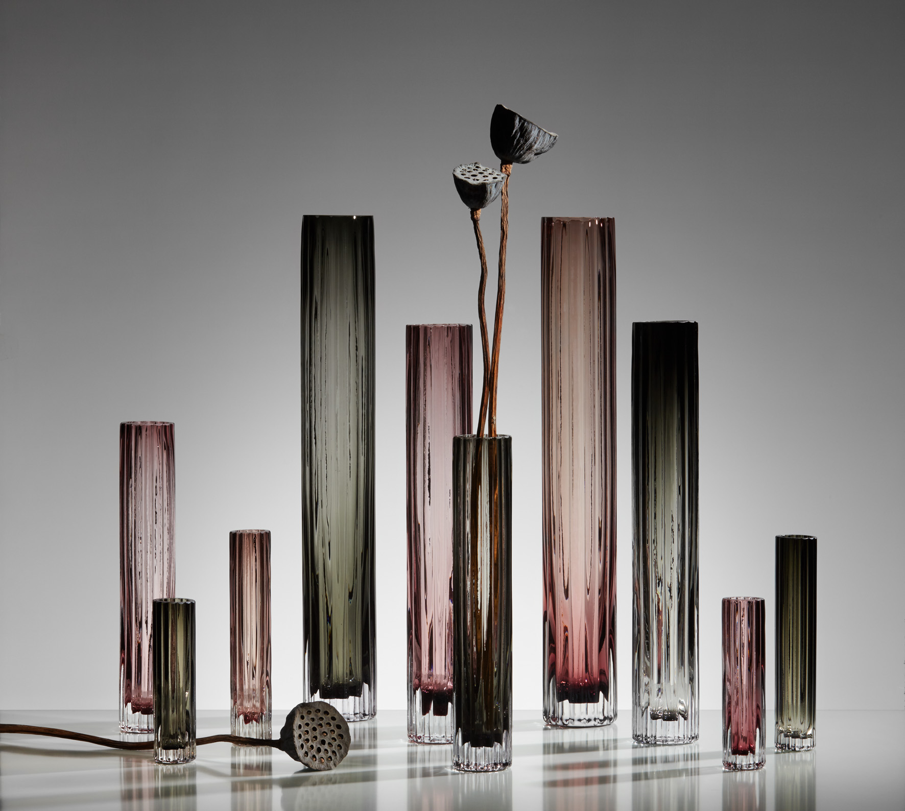 Vase Motala Streifen rosa 7,5 Ø 50h