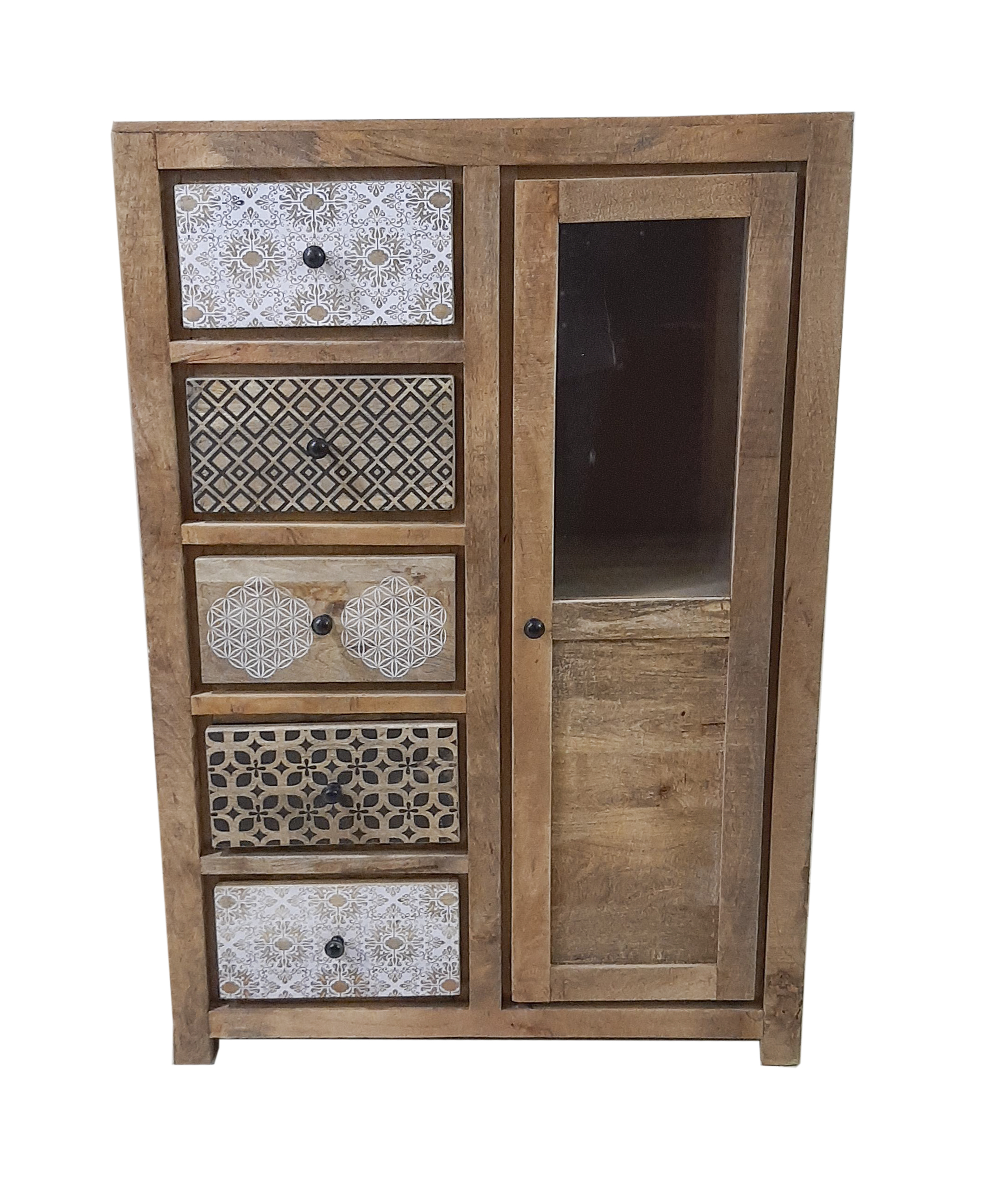 Vitrine, Mangoholz, 1 Tür, ca.100cm breit - MyStyle 1008