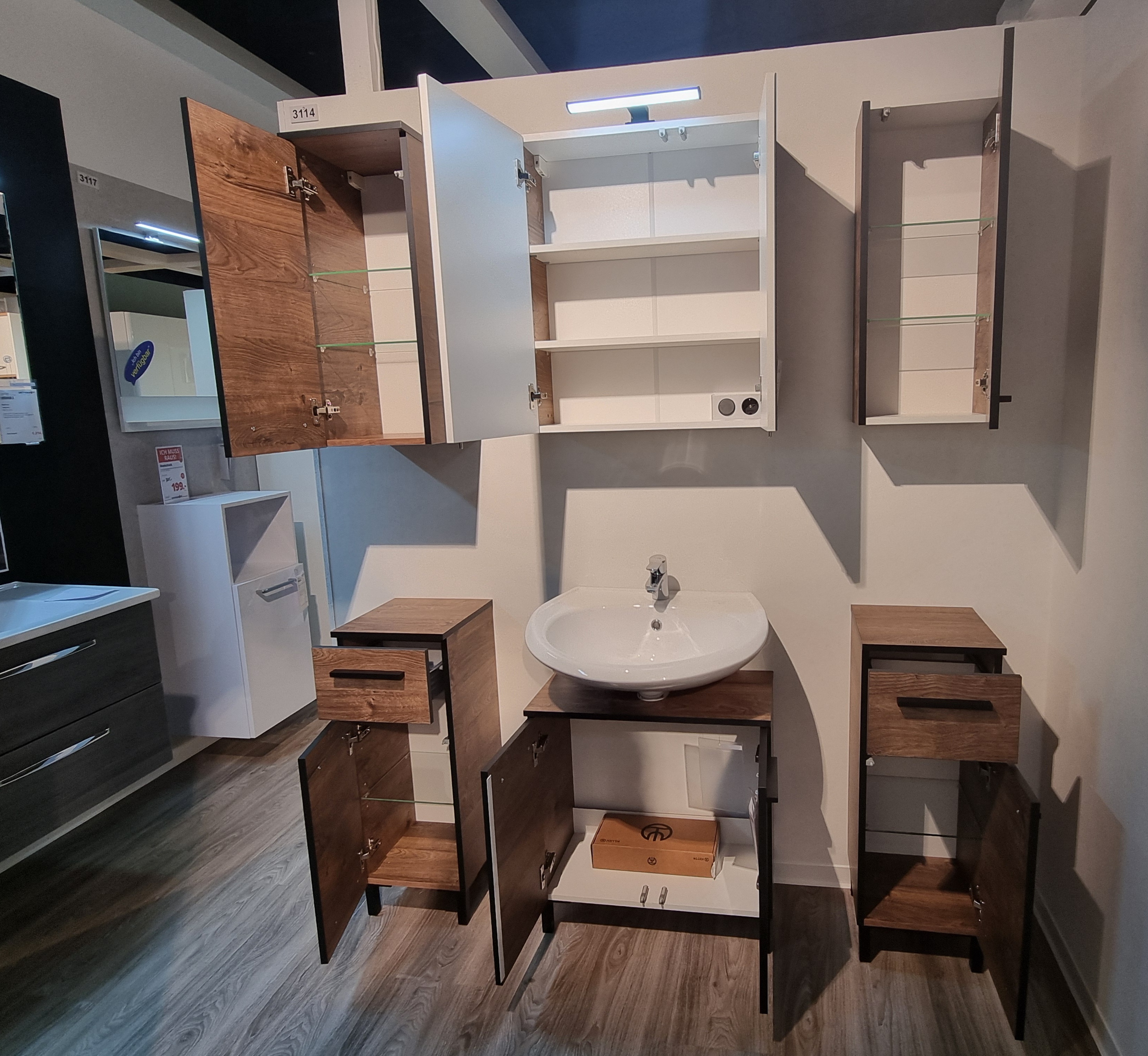 Badkombi, Eiche Ribbeck quer Nachbildung - Quickset - 374