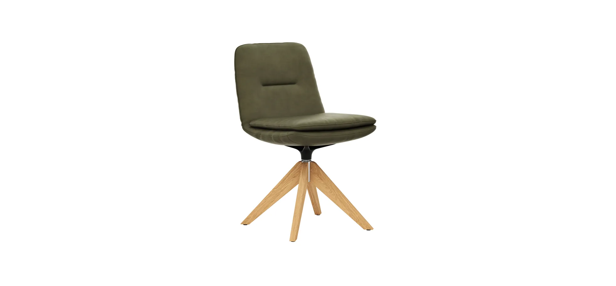 Polsterstuhl Macano - drehbar, Leder, Olive