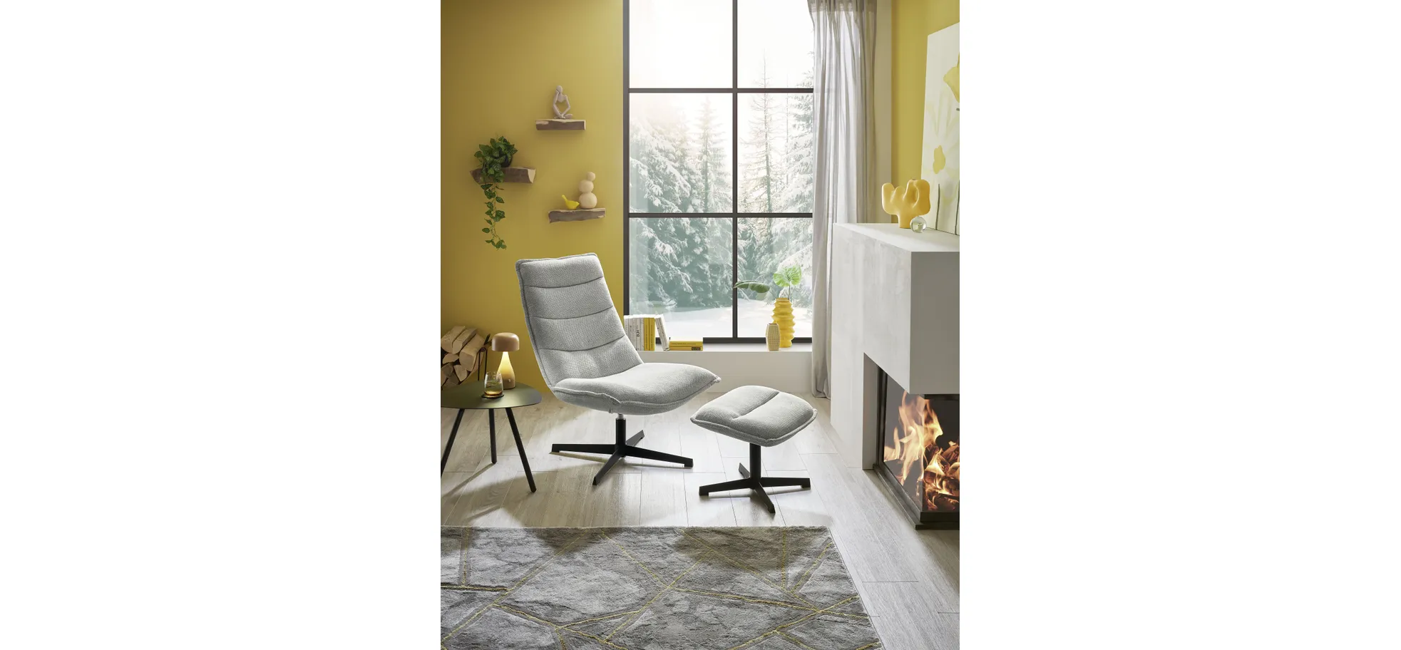 Relaxsessel mit Hocker, hellgrau - Danika