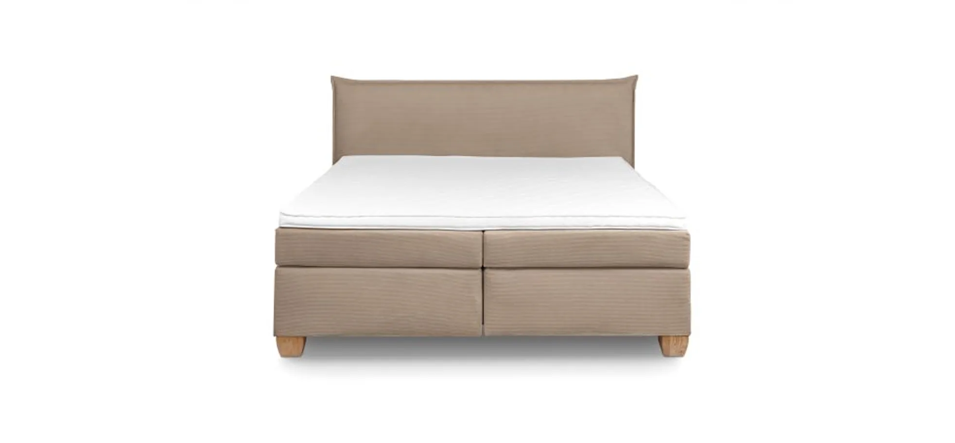  Boxspringbett HADAI- Liegefläche ca. 180x200 cm, Stoff, Hellbraun, Bonell/Bonell