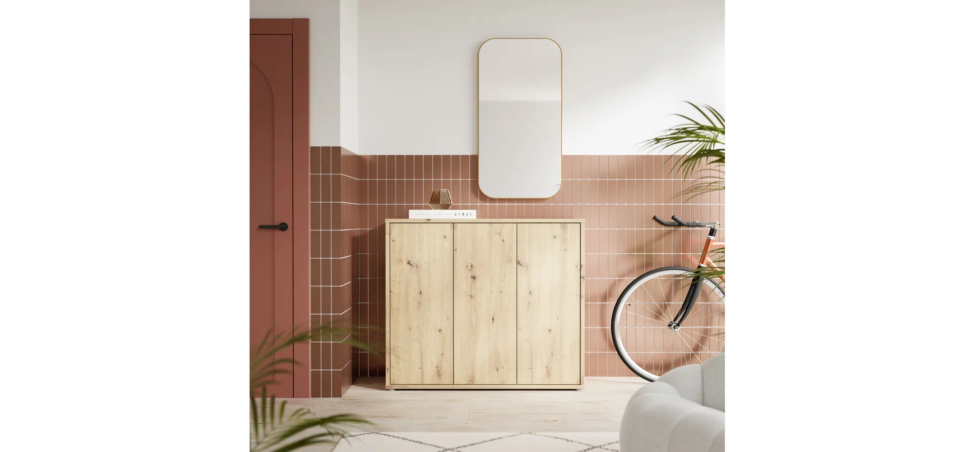 Schuhschrank, Artisan Oak, 3 Türen - Faid