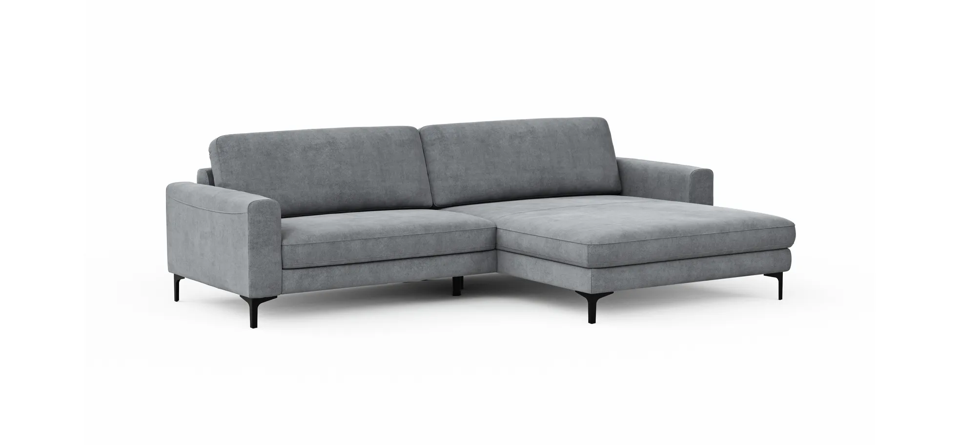 Ecksofa Oviedo - 1,5-Sitzer mit Longchair rechts, Stoff, Grau