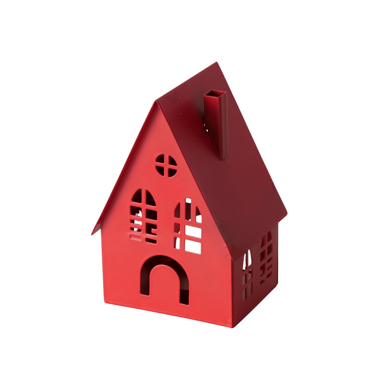 Laterne Dover, klein - Haus, Indoor, 7,30x12,8cm, Eisen pulverbesch. rot