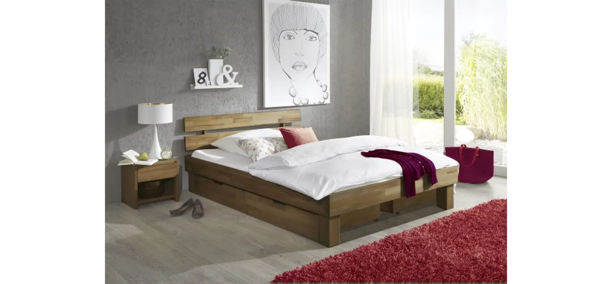 Bettgestell, Wildeiche massiv geölt - Erasmo
