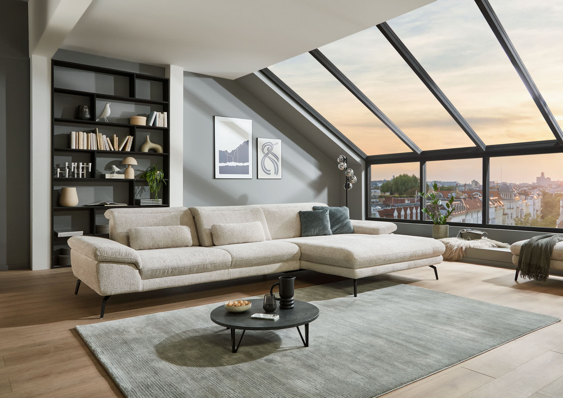 Ecksofa, Bezug natur, Federkern - LS24 Capizi