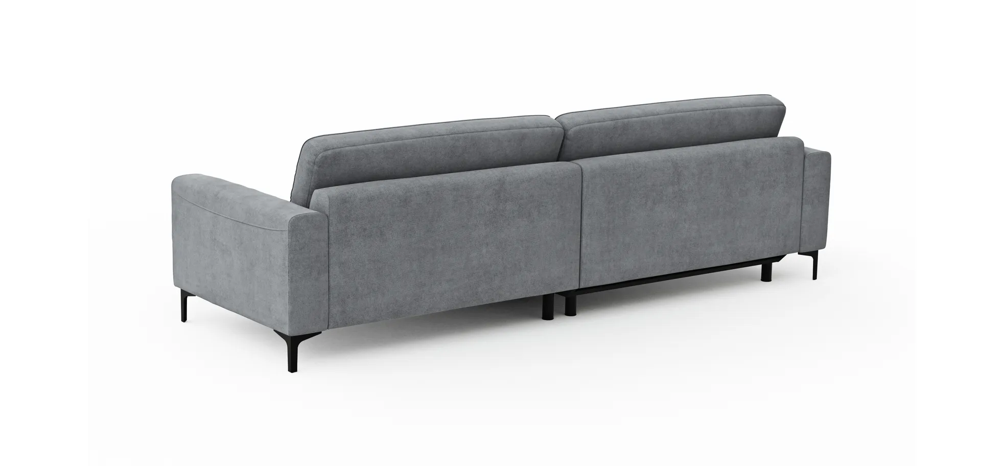 Ecksofa Oviedo - Longchair links mit 1,5-Sitzer inkl. Relaxfunktion (motorisch), Stoff, Grau