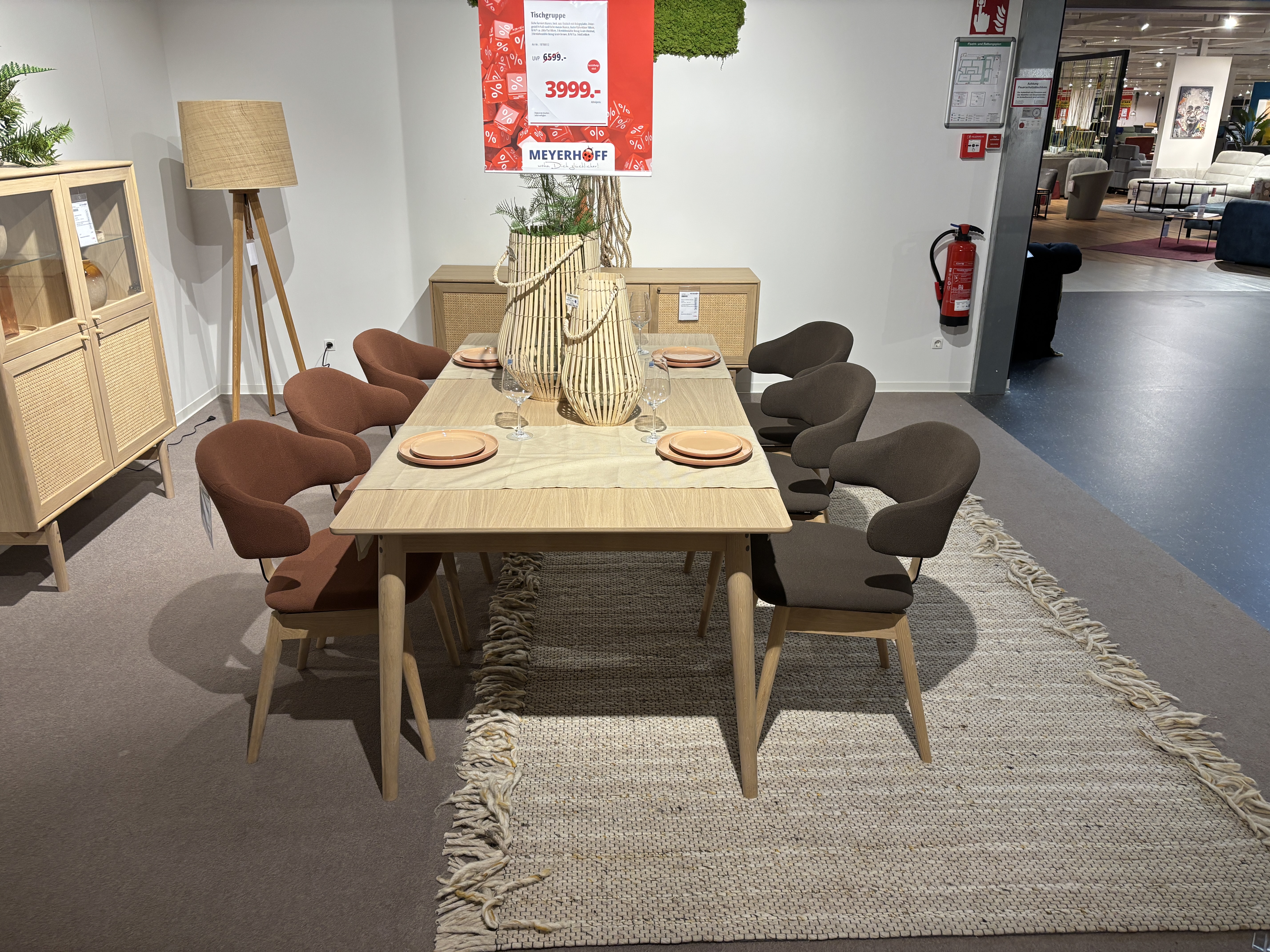 Tischgruppe, Eiche furniert bianco - Limerick