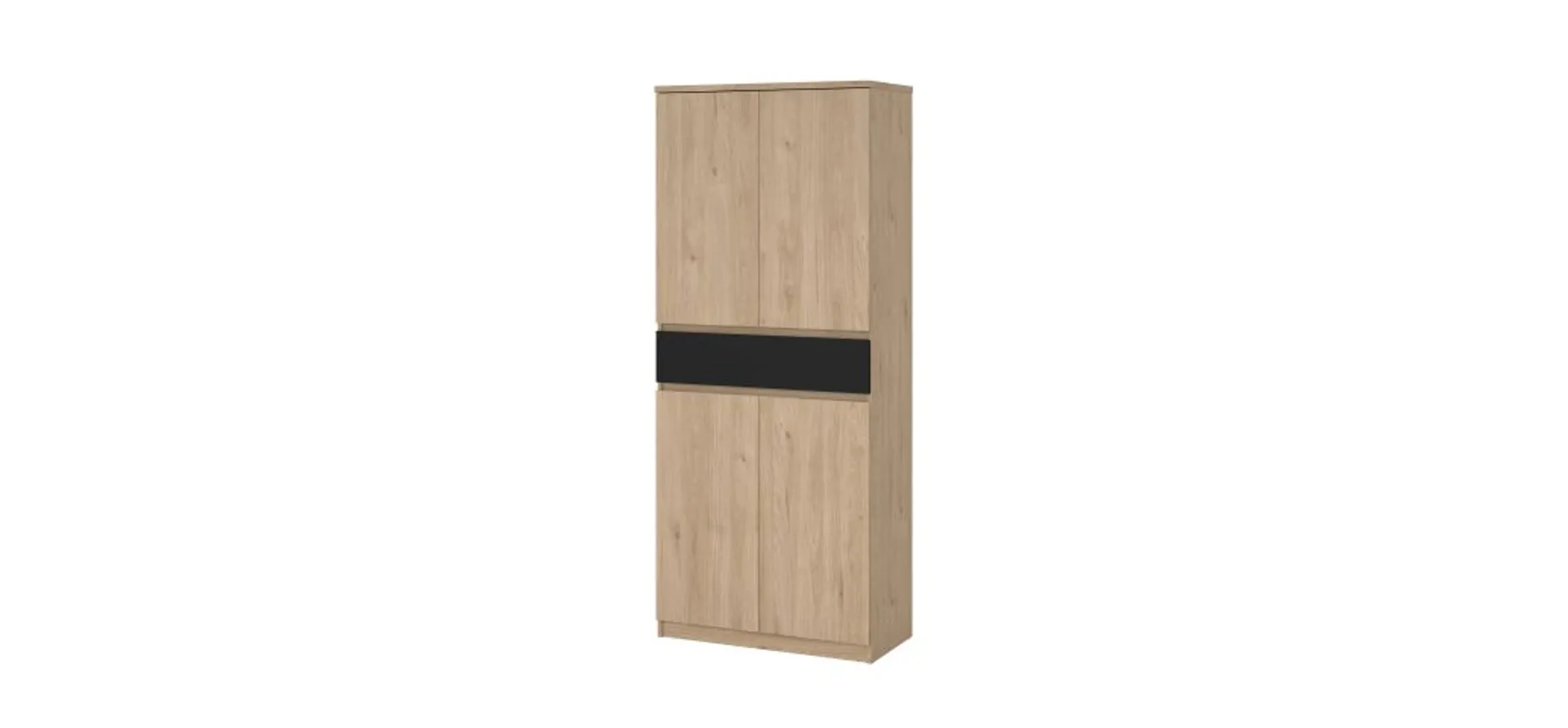 Schuhschrank - B ca. 81 cm, Jackson Hickory Nachbildung, Schwarz