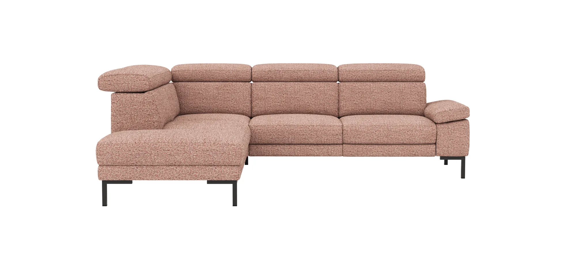 Ecksofa Hudson - Ecke links mit 2,5-Sitzer inkl. Kopfteil verstellbar, Stoff, Kupfer