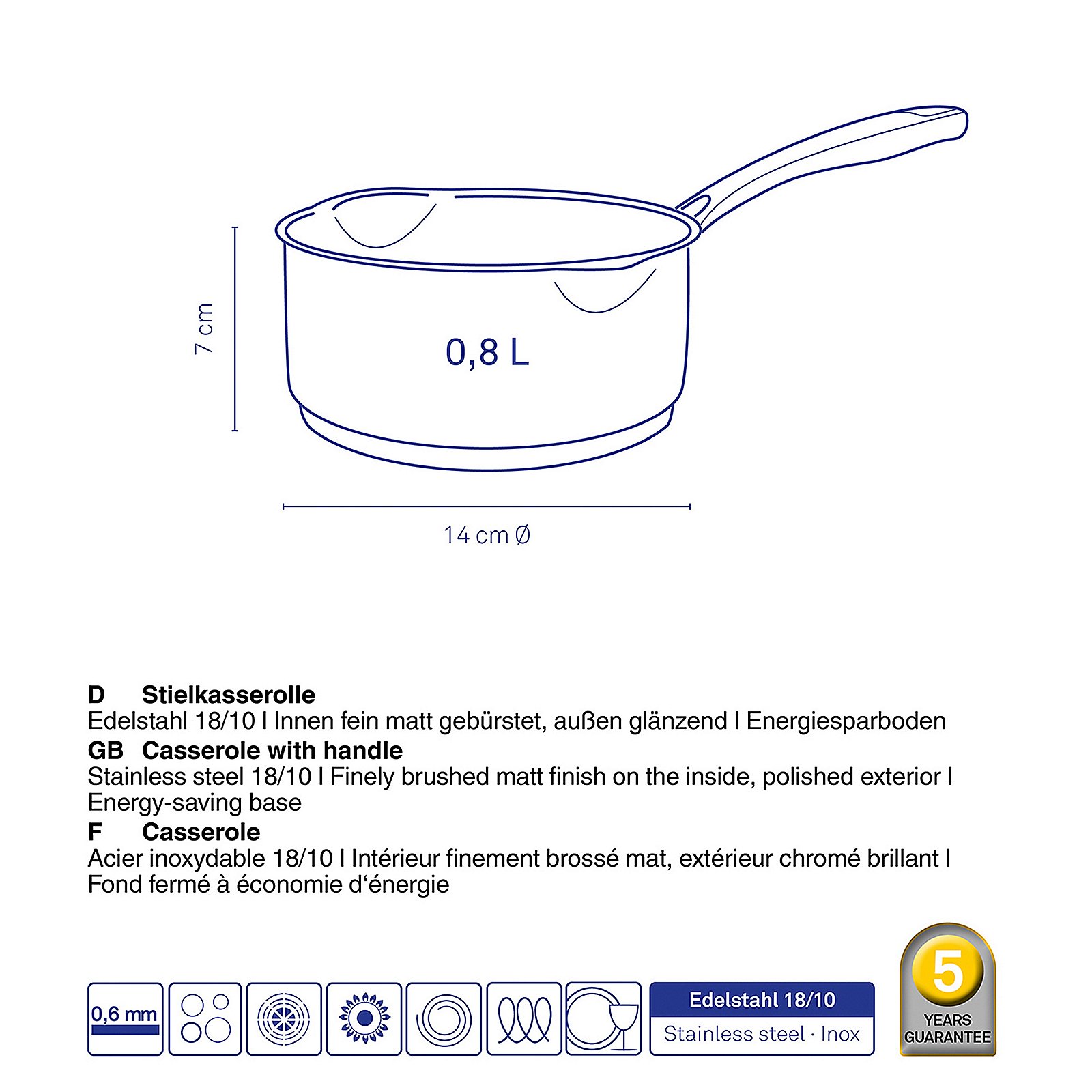 Stielkasserolle Flavoria - 0,8l