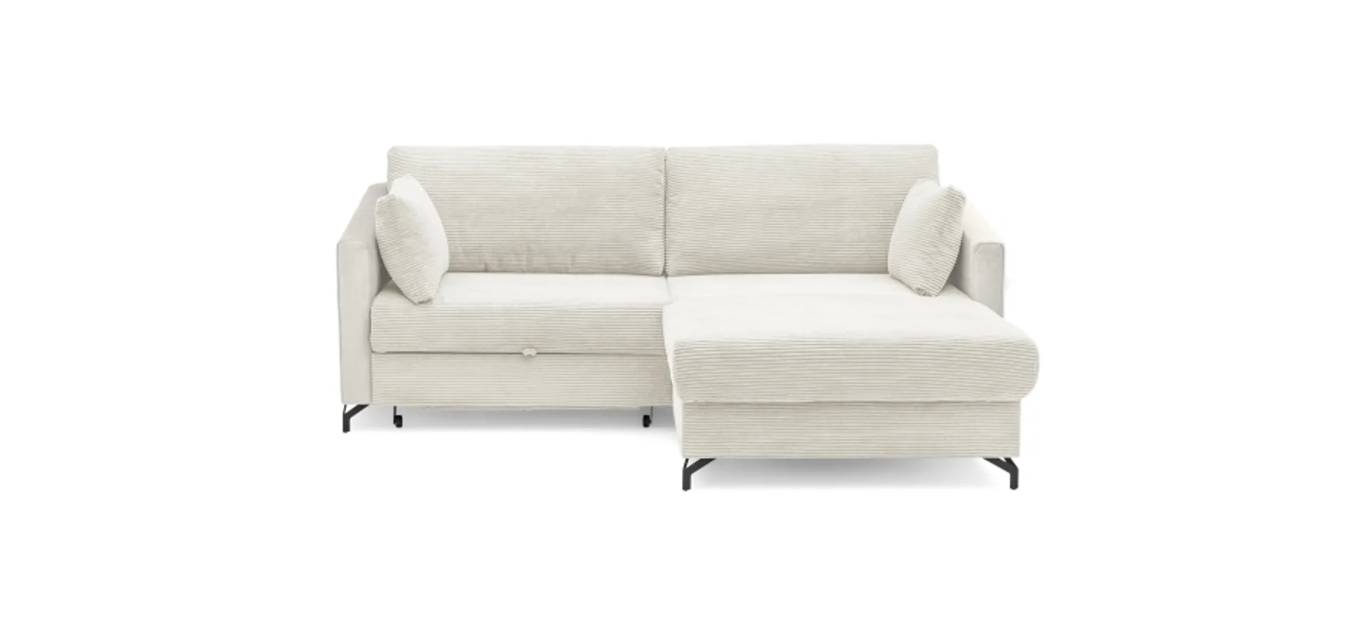 Ecksofa - 1,5-Sitzer, Ecke rechts inkl. Schlaffunktion und Bettkasten, Stoff, Beige